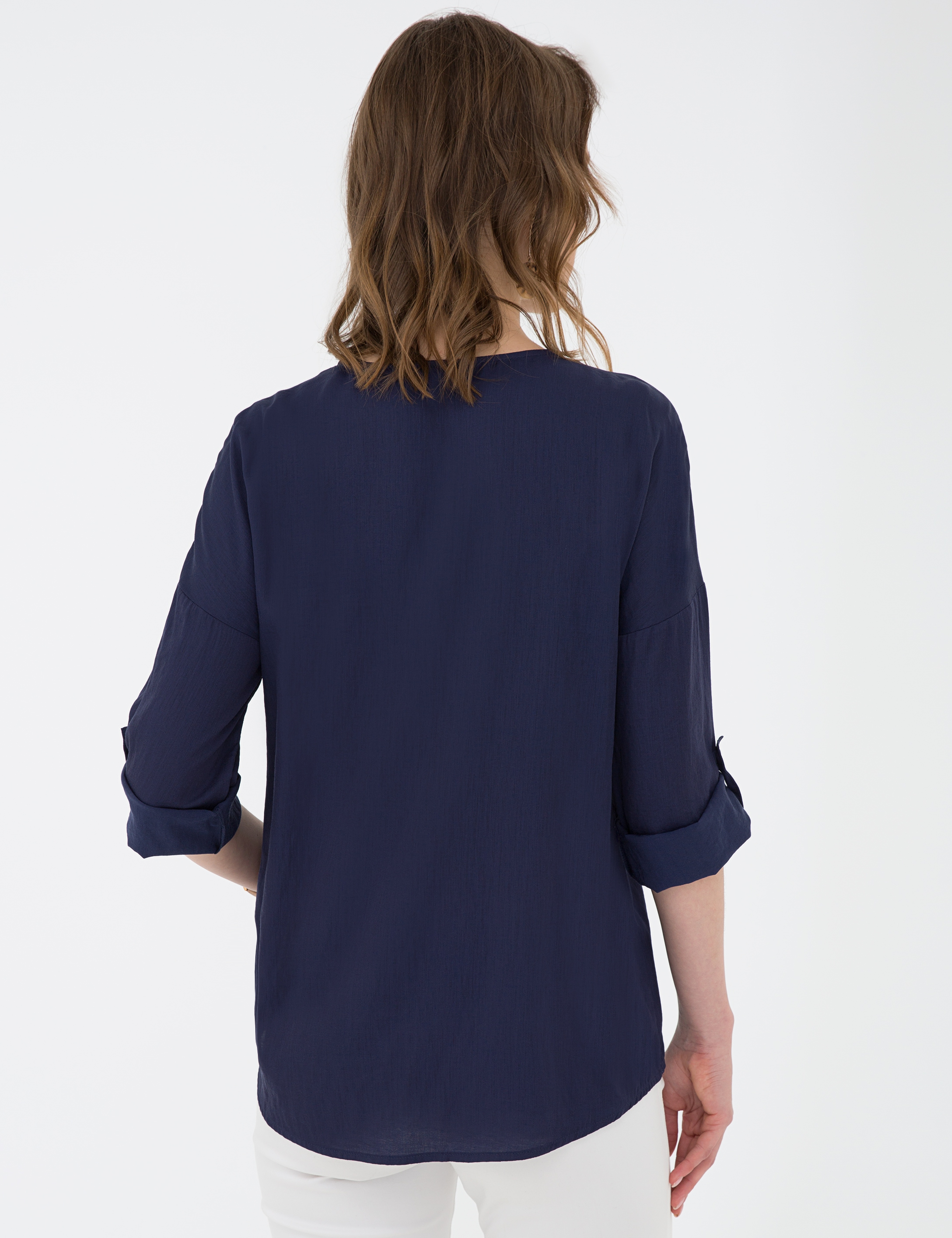 Lacivert Comfort Fit Uzun Kollu Gömlek - Image 4