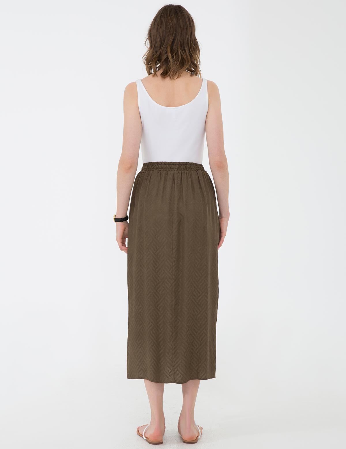 Haki Dokuma Etek - 50204214033