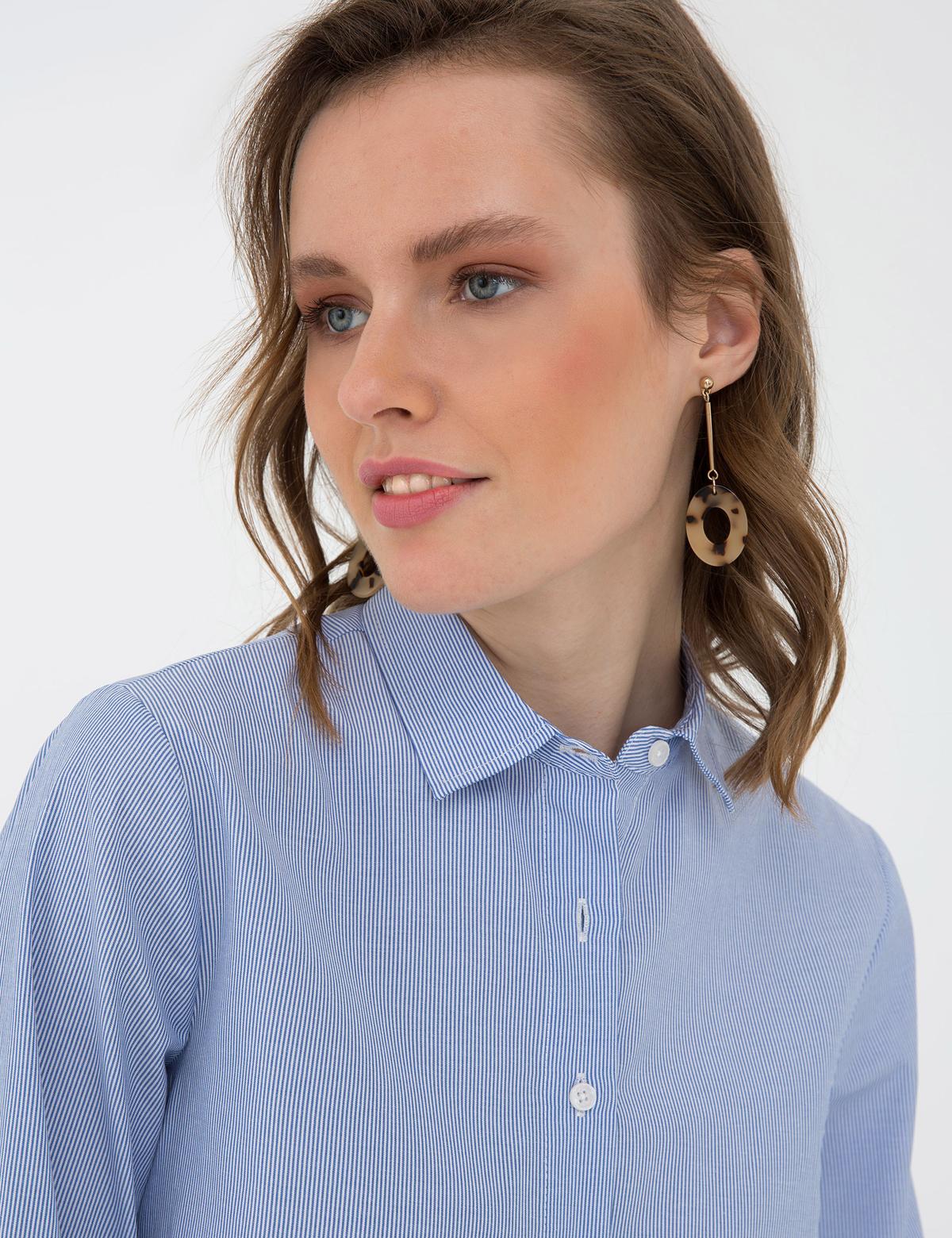 Mavi Slim Fit Uzun Kollu Gömlek