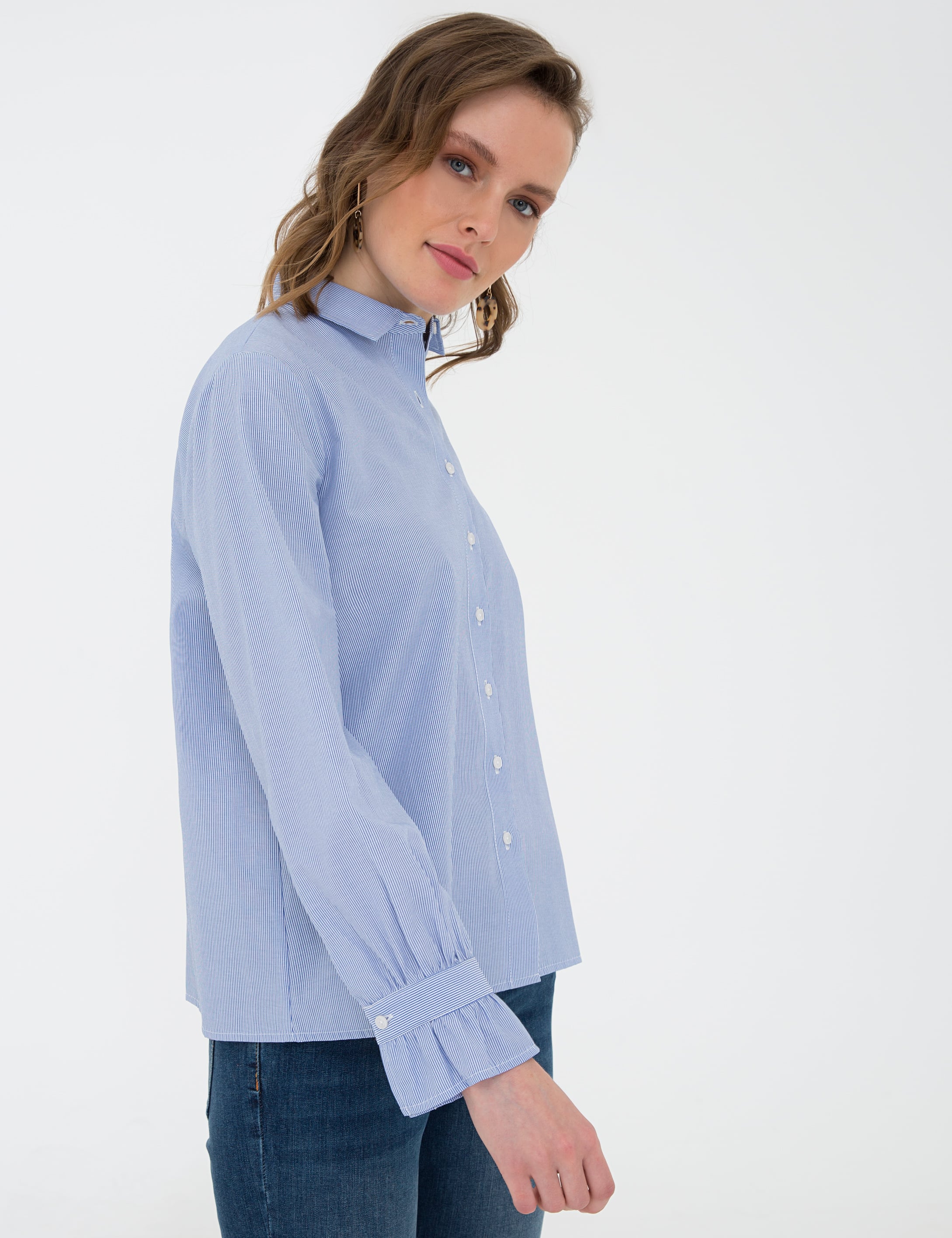 Mavi Slim Fit Uzun Kollu Gömlek - Image 3