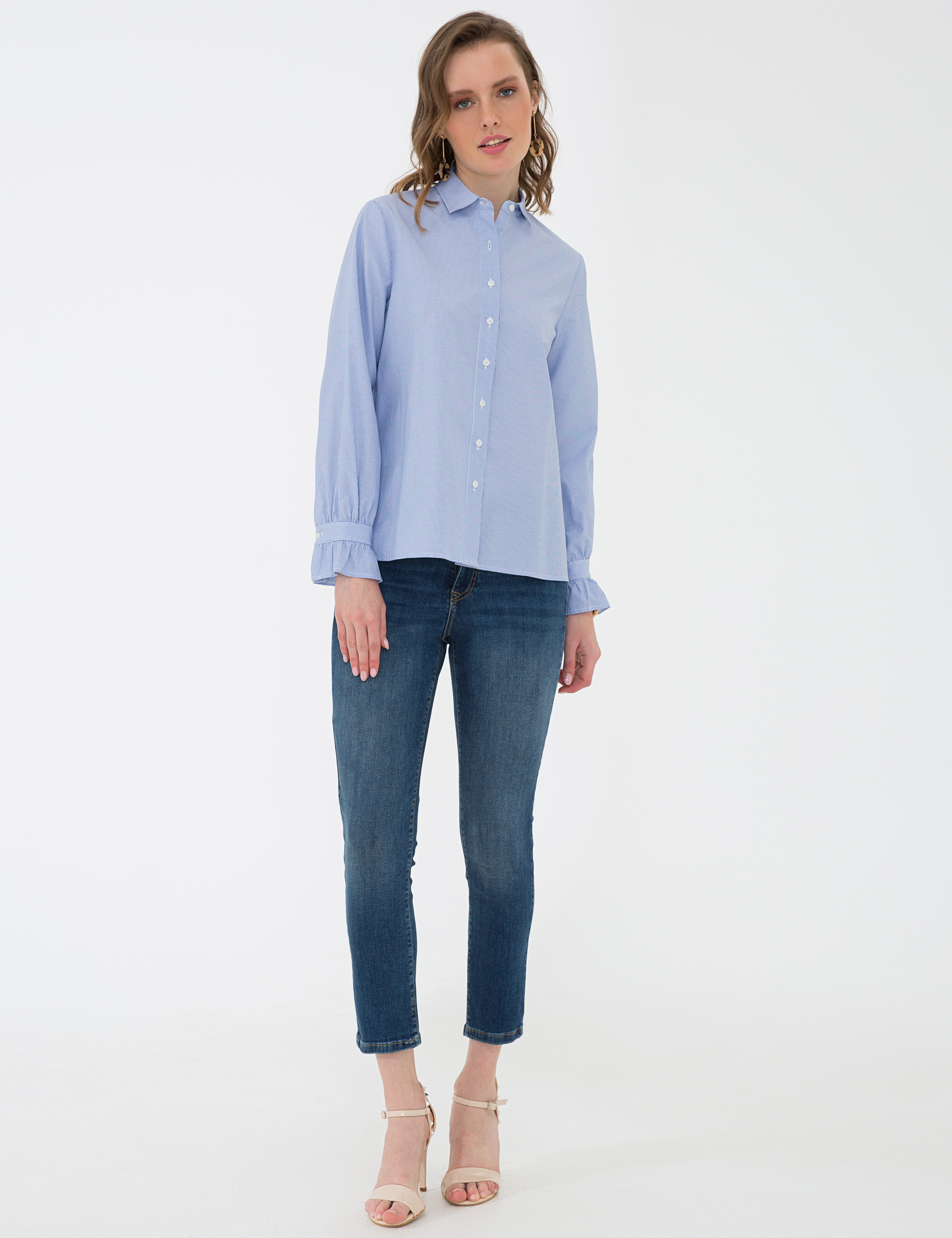Mavi Slim Fit Uzun Kollu Gömlek - Image 5