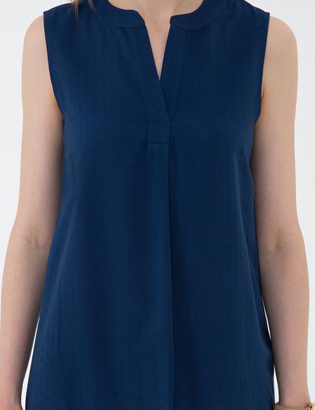 Lacivert Slim Fit Kolsuz Gömlek - 50204653019