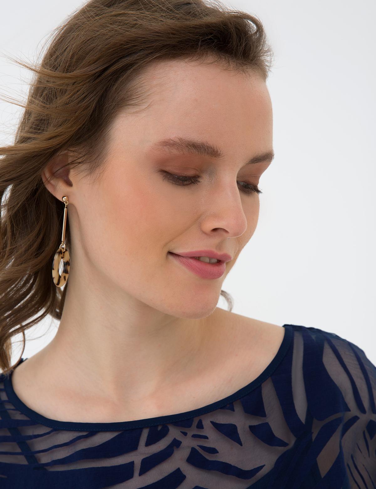 Lacivert Tül Bluz - 50204420019