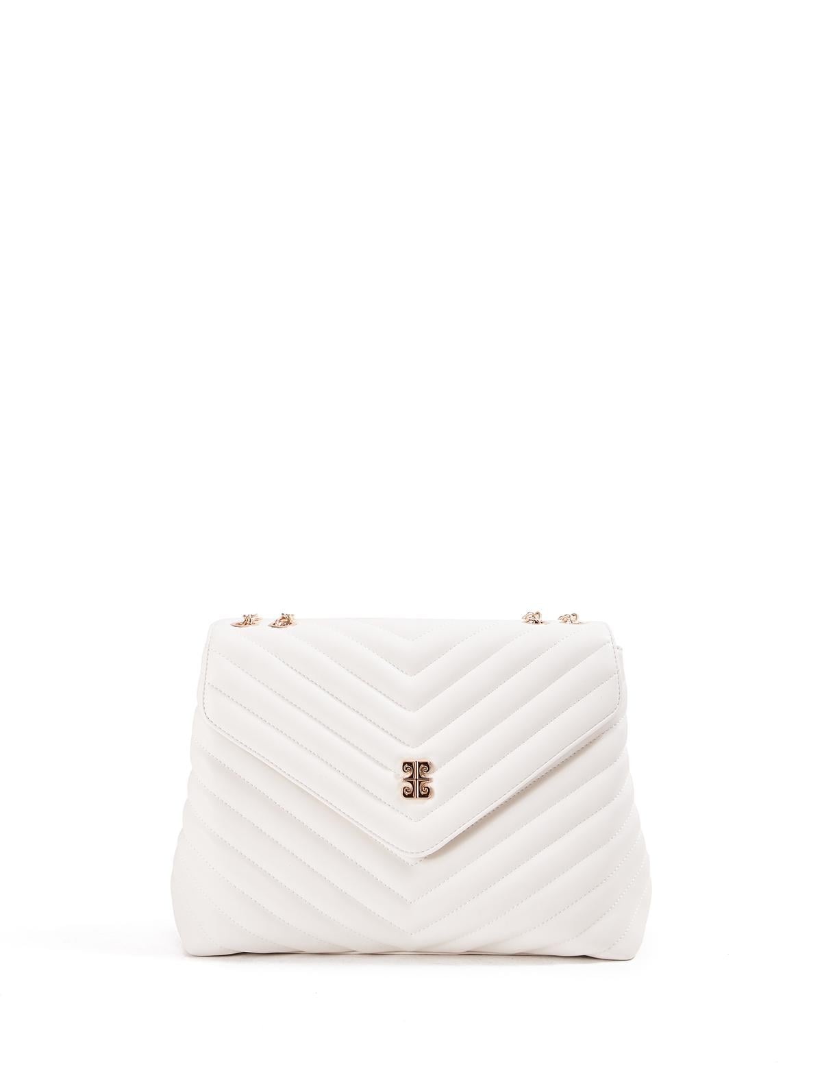 Beyaz Zincir Askılı Omuz Çantası - 50245066008