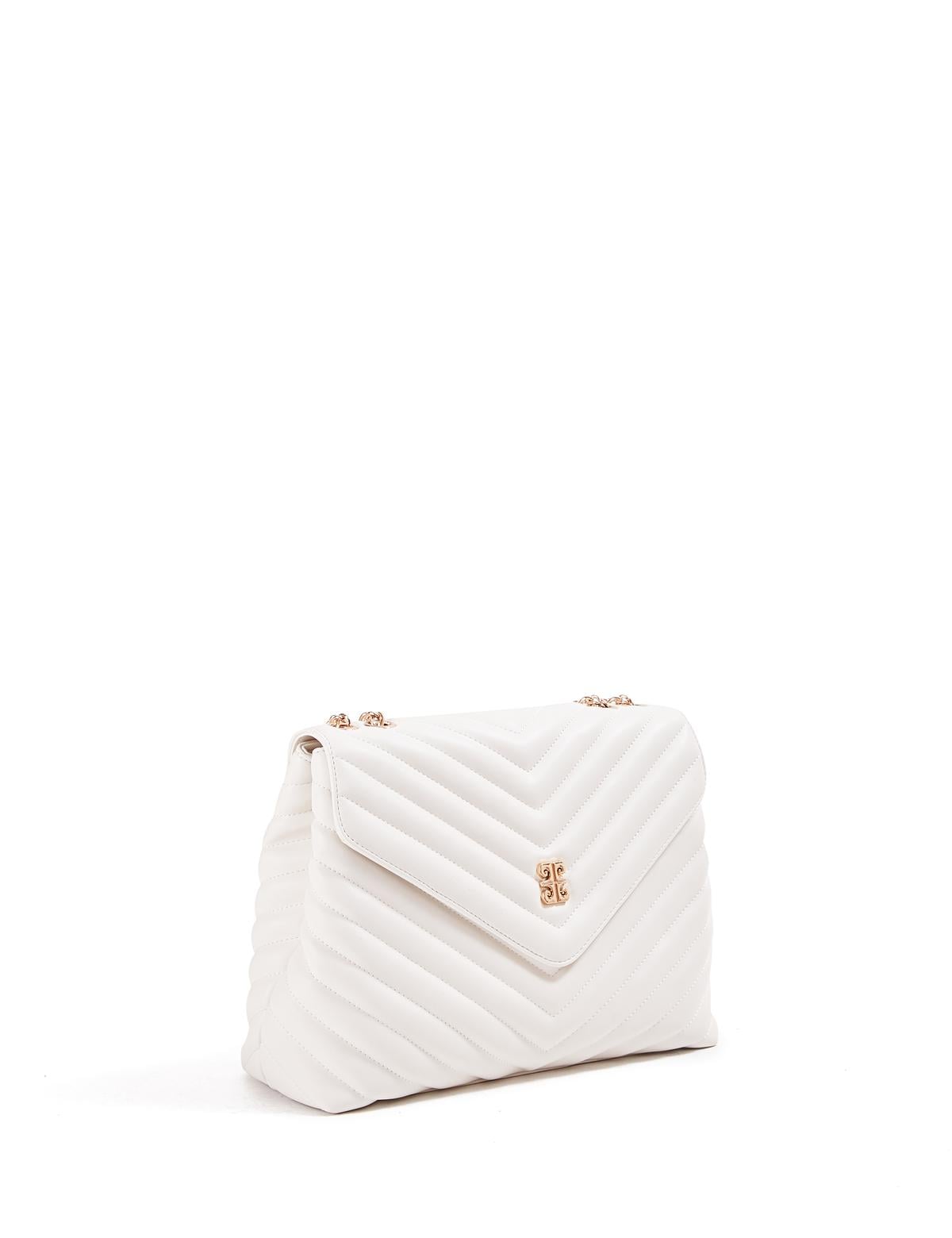 Beyaz Zincir Askılı Omuz Çantası - 50245066008