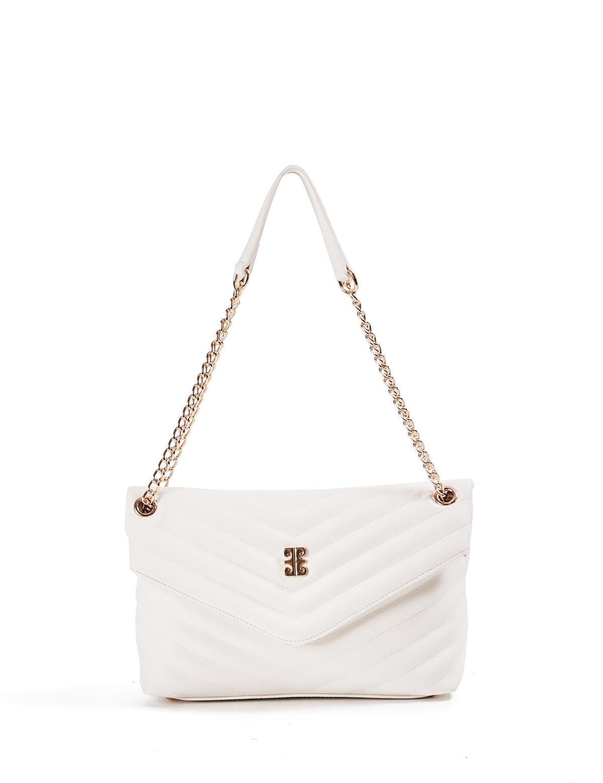 Beyaz Zincir Askılı Omuz Çantası - 50245183008