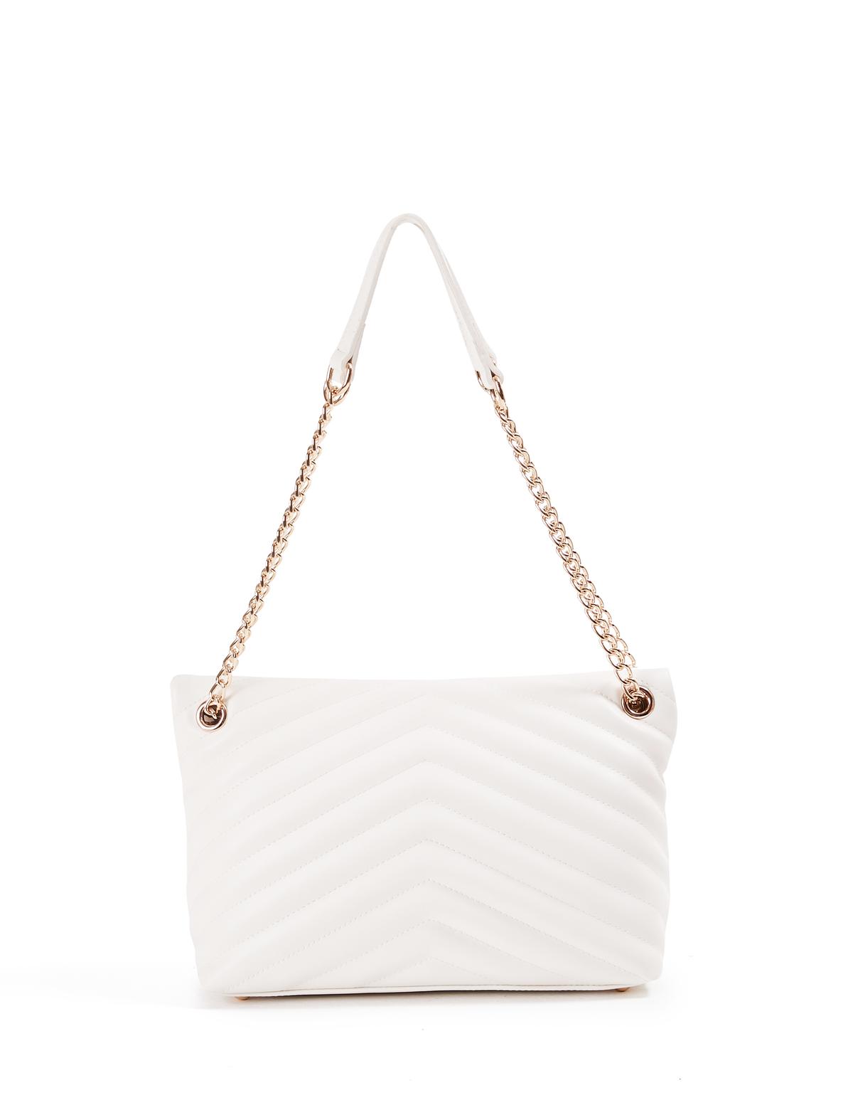 Beyaz Zincir Askılı Omuz Çantası - 50245183008