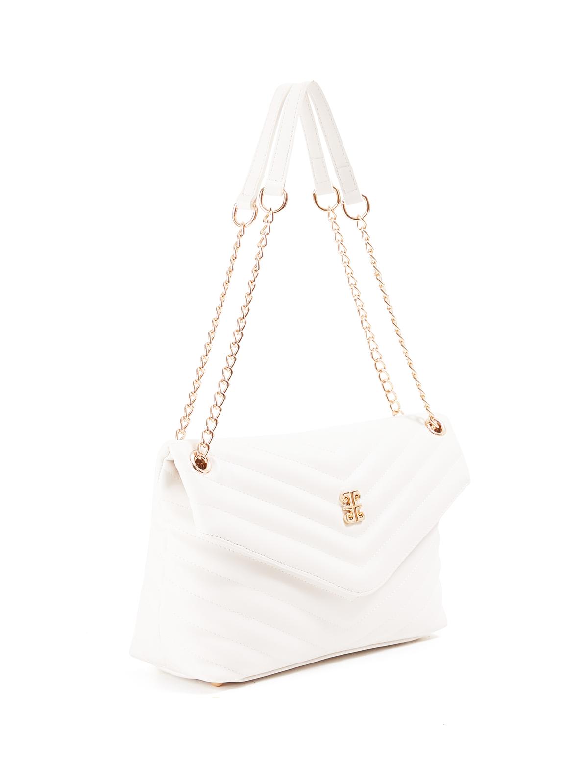 Beyaz Zincir Askılı Omuz Çantası - 50245183008