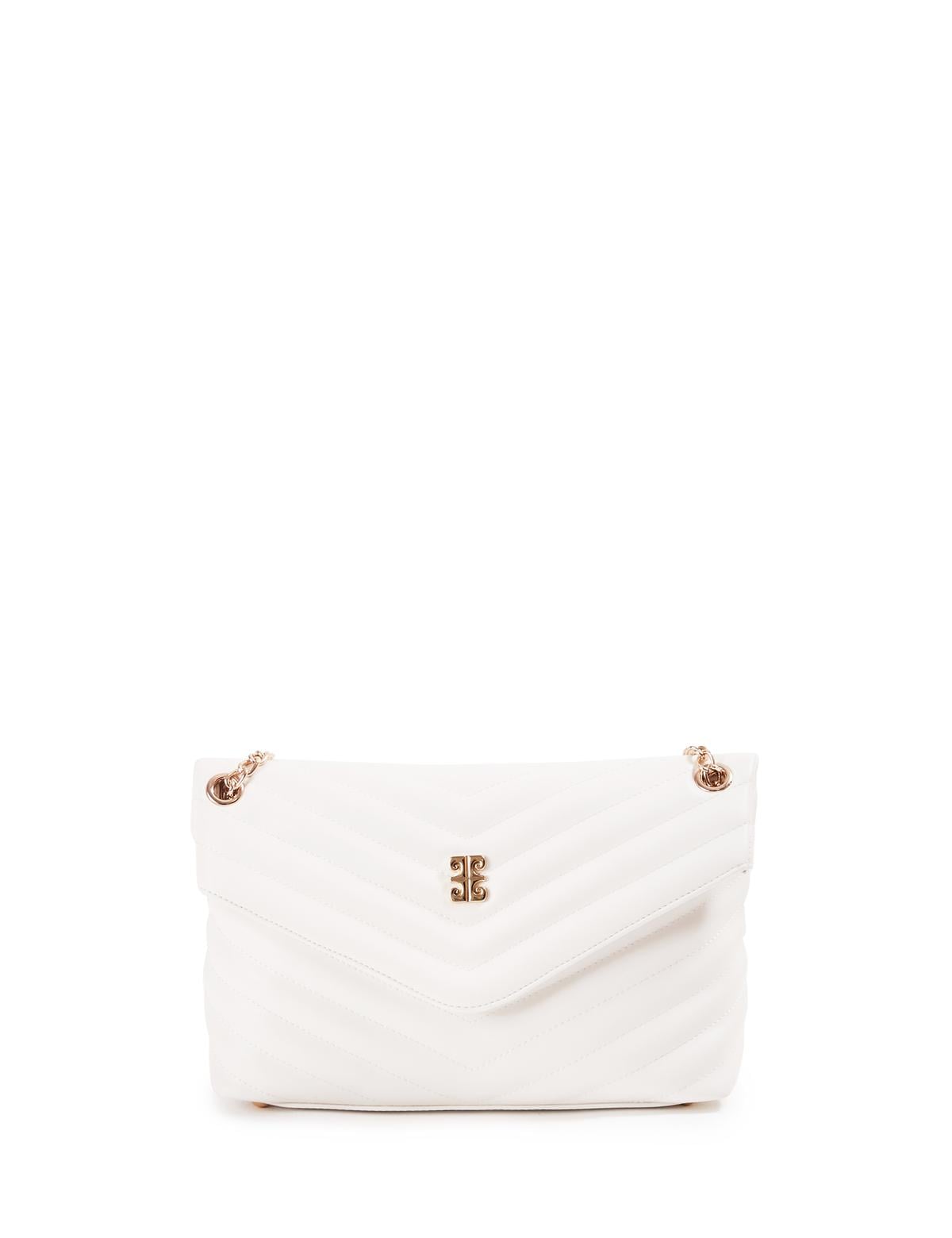 Beyaz Zincir Askılı Omuz Çantası - 50245183008