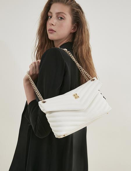 Beyaz Zincir Askılı Omuz Çantası - 50245183008