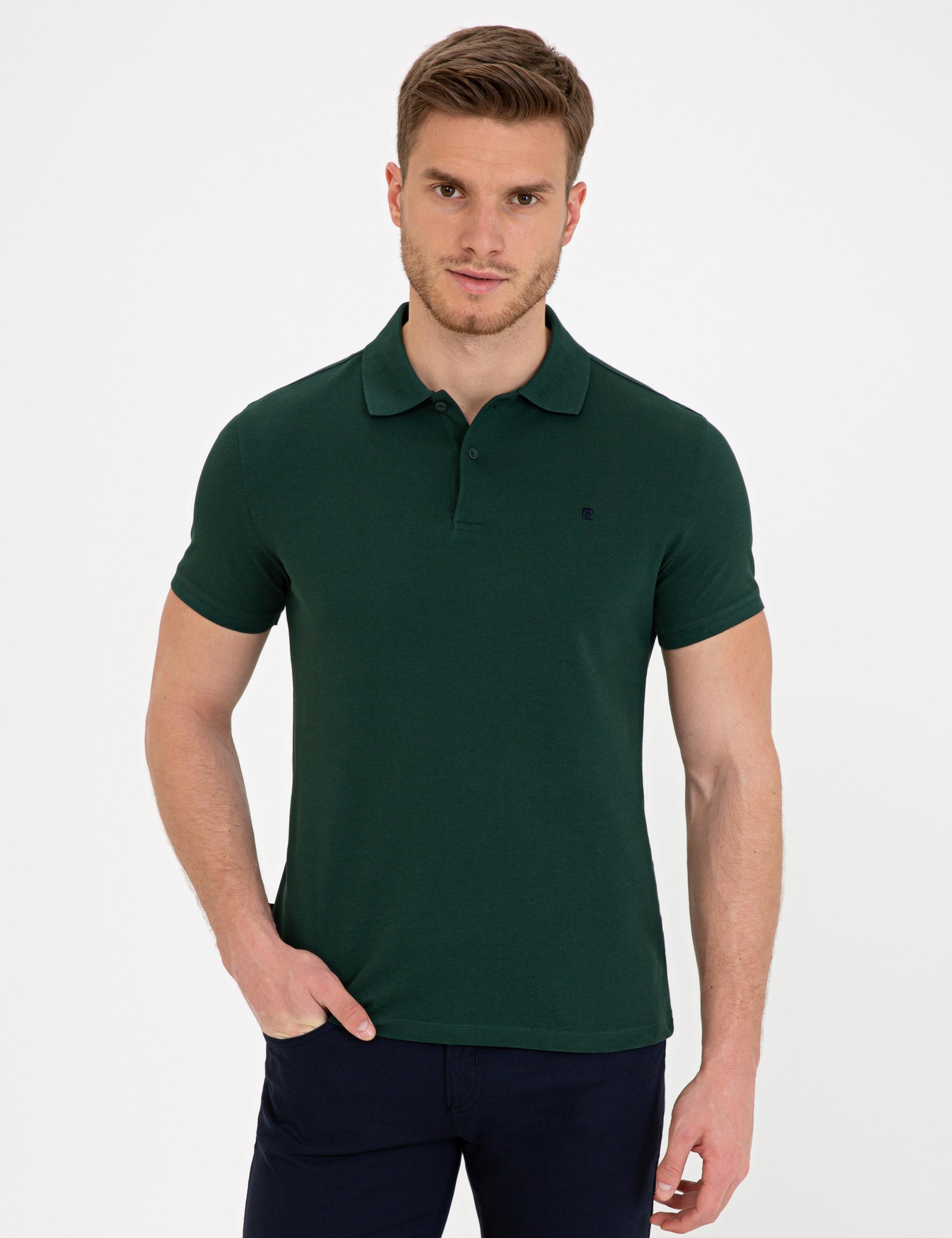 Koyu Yeşil Slim Fit Polo Yaka Basic  Tişört