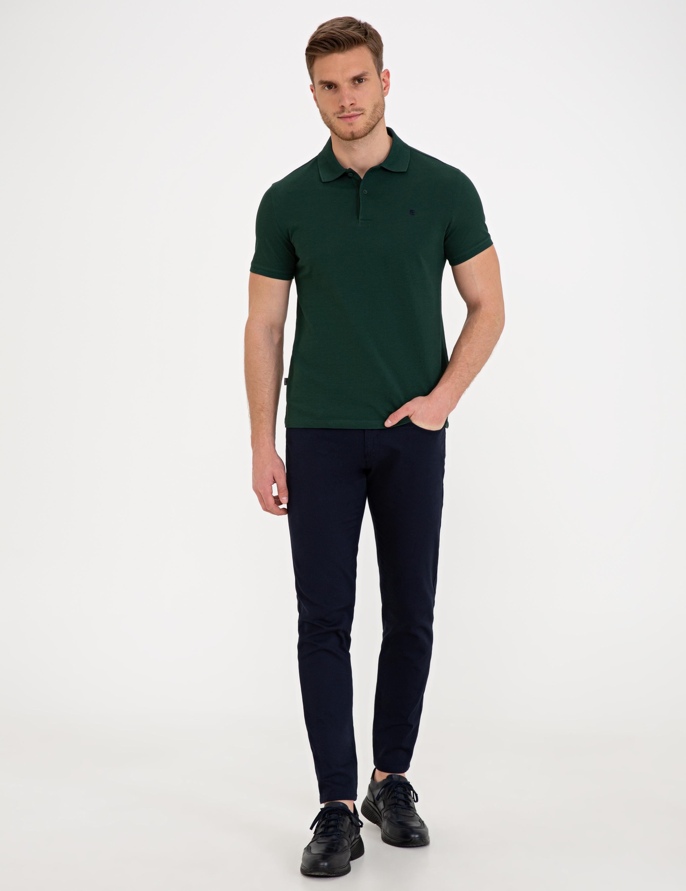 Koyu Yeşil Slim Fit Polo Yaka Basic  Tişört