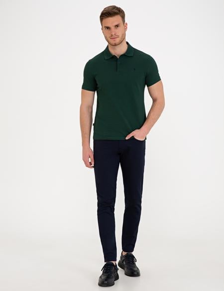 Koyu Yeşil Slim Fit Polo Yaka Basic  Tişört - 50239843061