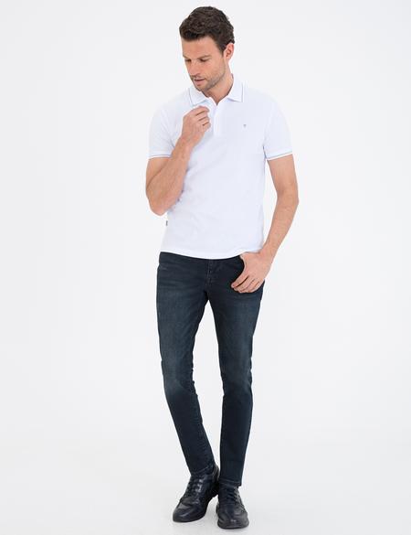 Beyaz Slim Fit Basic Polo Yaka T-Shirt - 50239844005