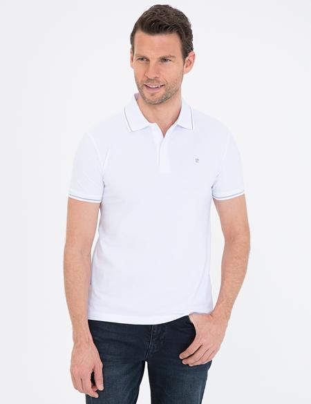 Beyaz Slim Fit Basic Polo Yaka T-Shirt - 50239844005