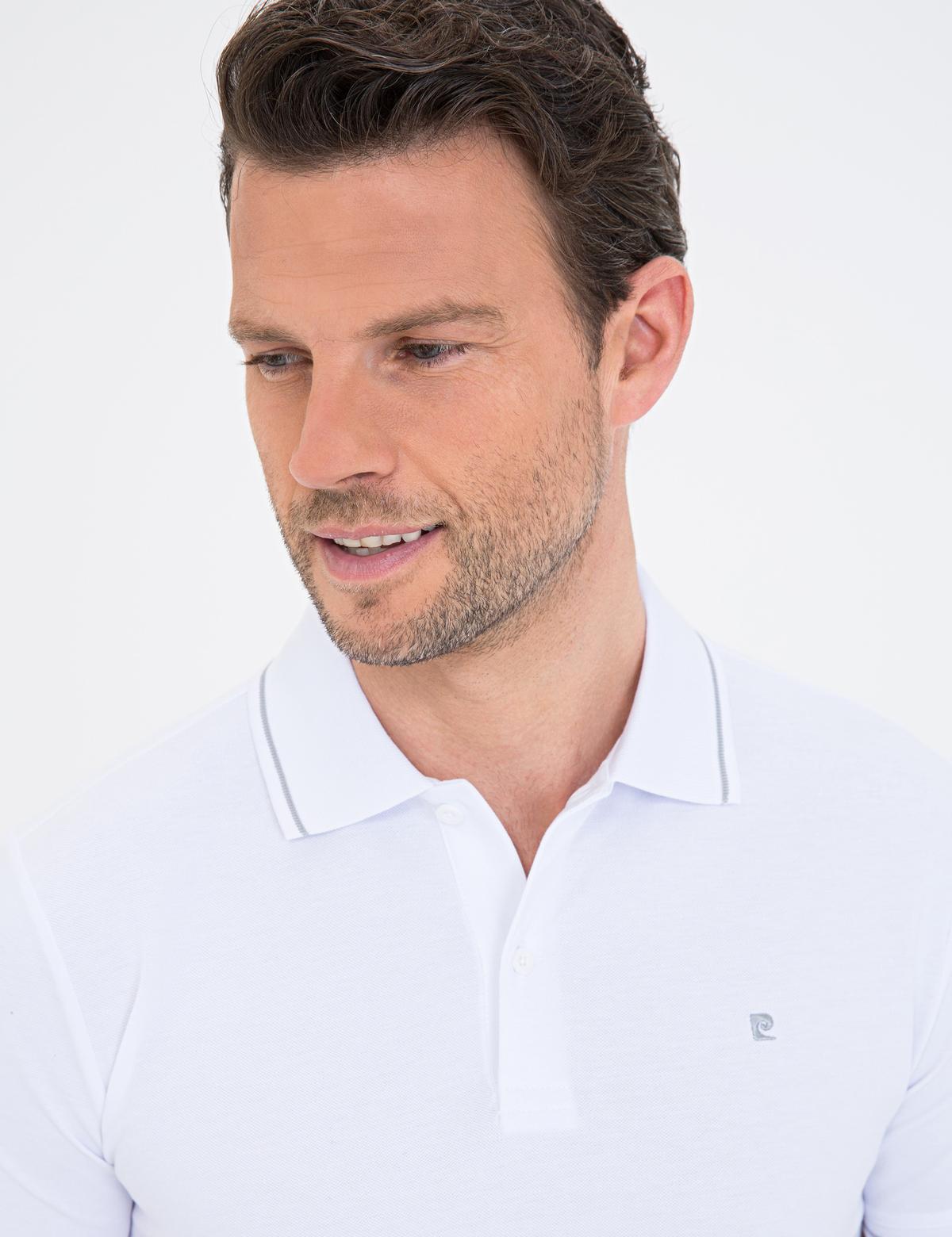 Beyaz Slim Fit Basic Polo Yaka T-Shirt - 50239844005