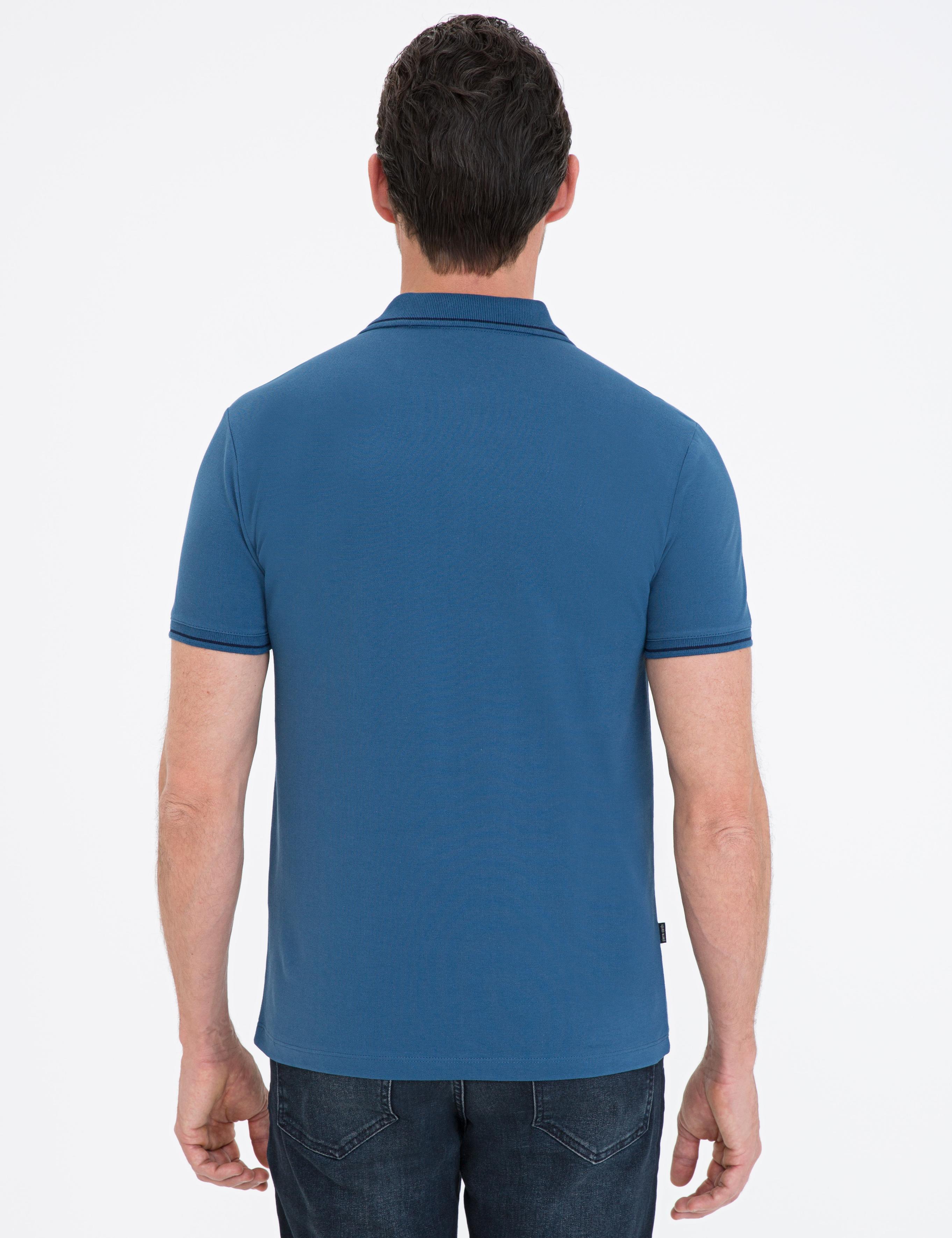 İndigo Mavi Slim Fit Basic Polo Yaka T-Shirt