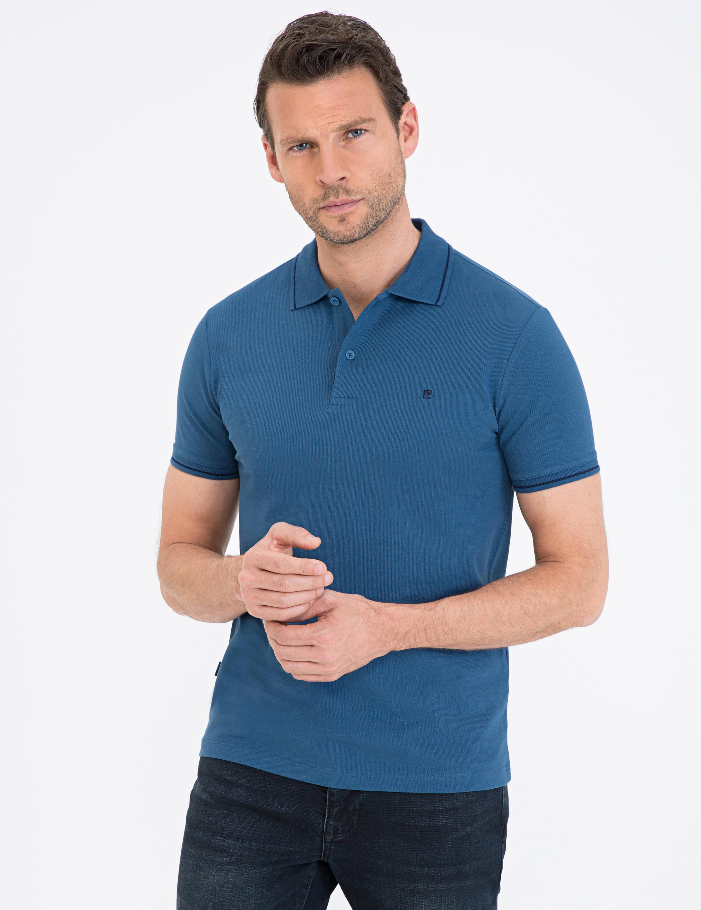 İndigo Mavi Slim Fit Basic Polo Yaka T-Shirt