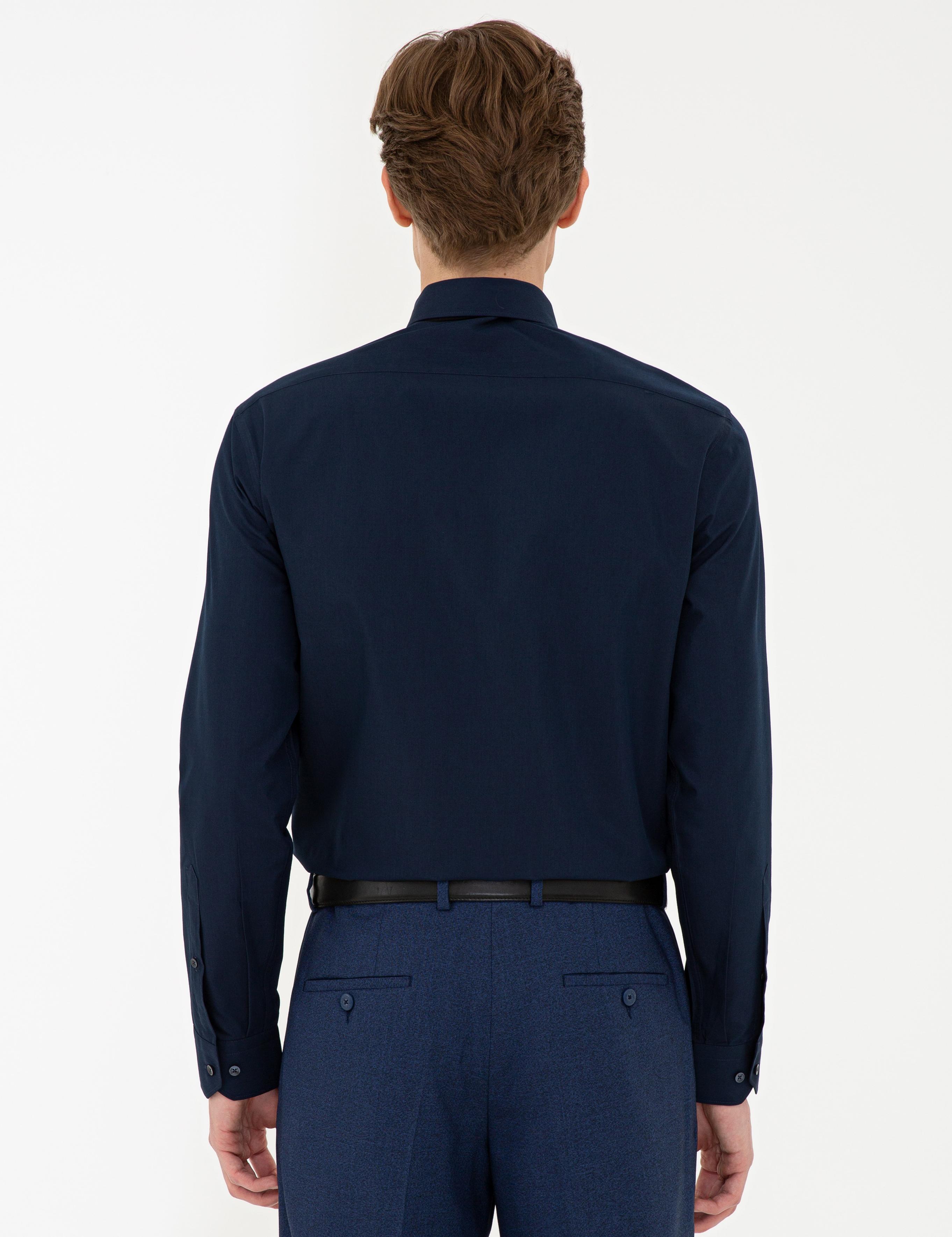 Lacivert Slim Fit Basic Gömlek