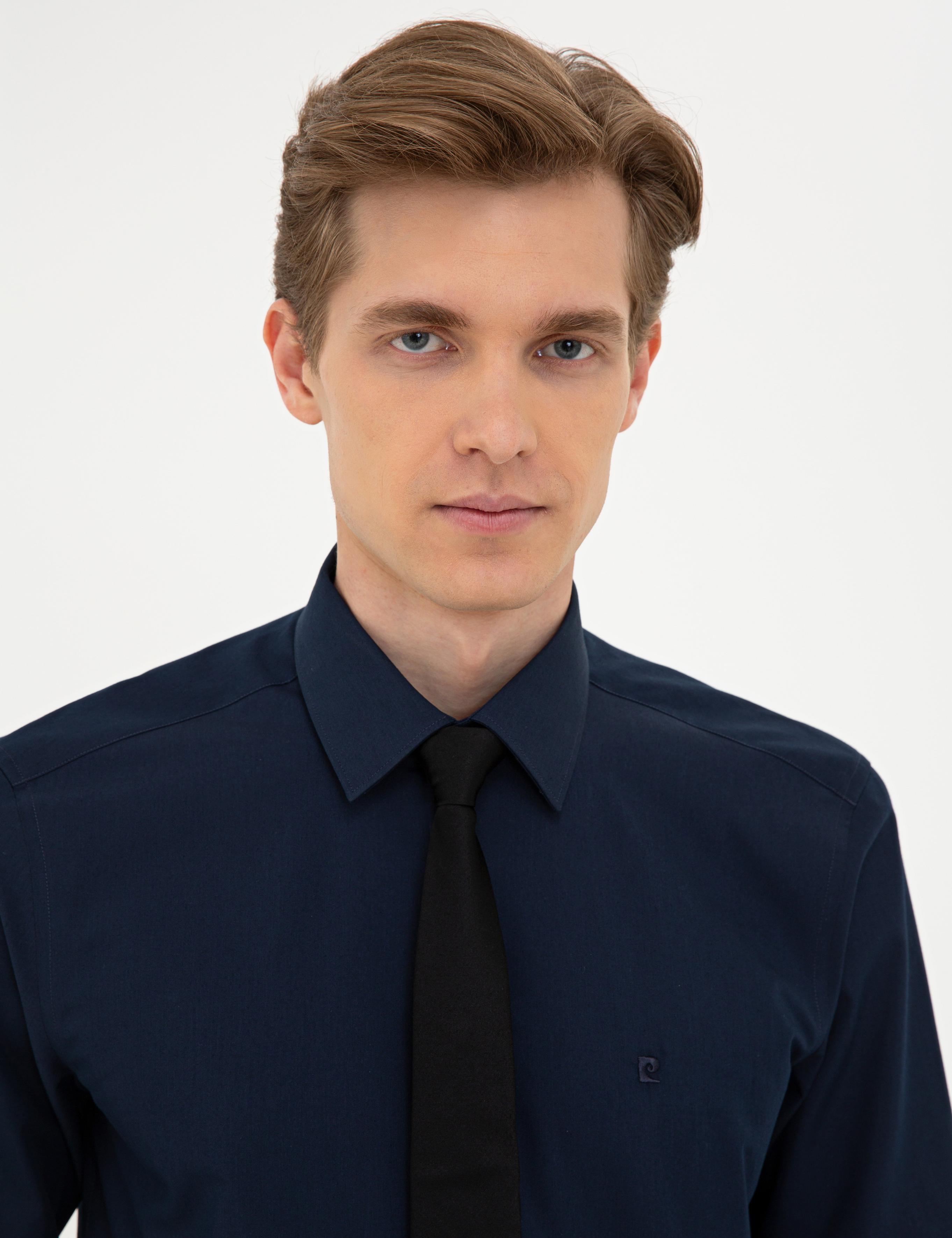 Lacivert Slim Fit Basic Gömlek