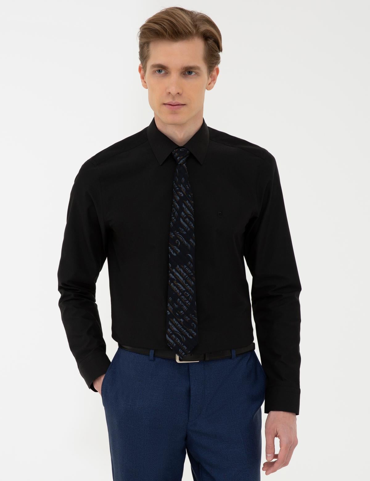 Siyah Slim Fit Basic Gömlek