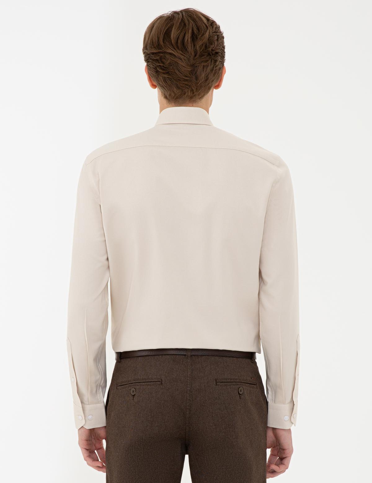 Bej Slim Fit Oxford Gömlek - 50240386002