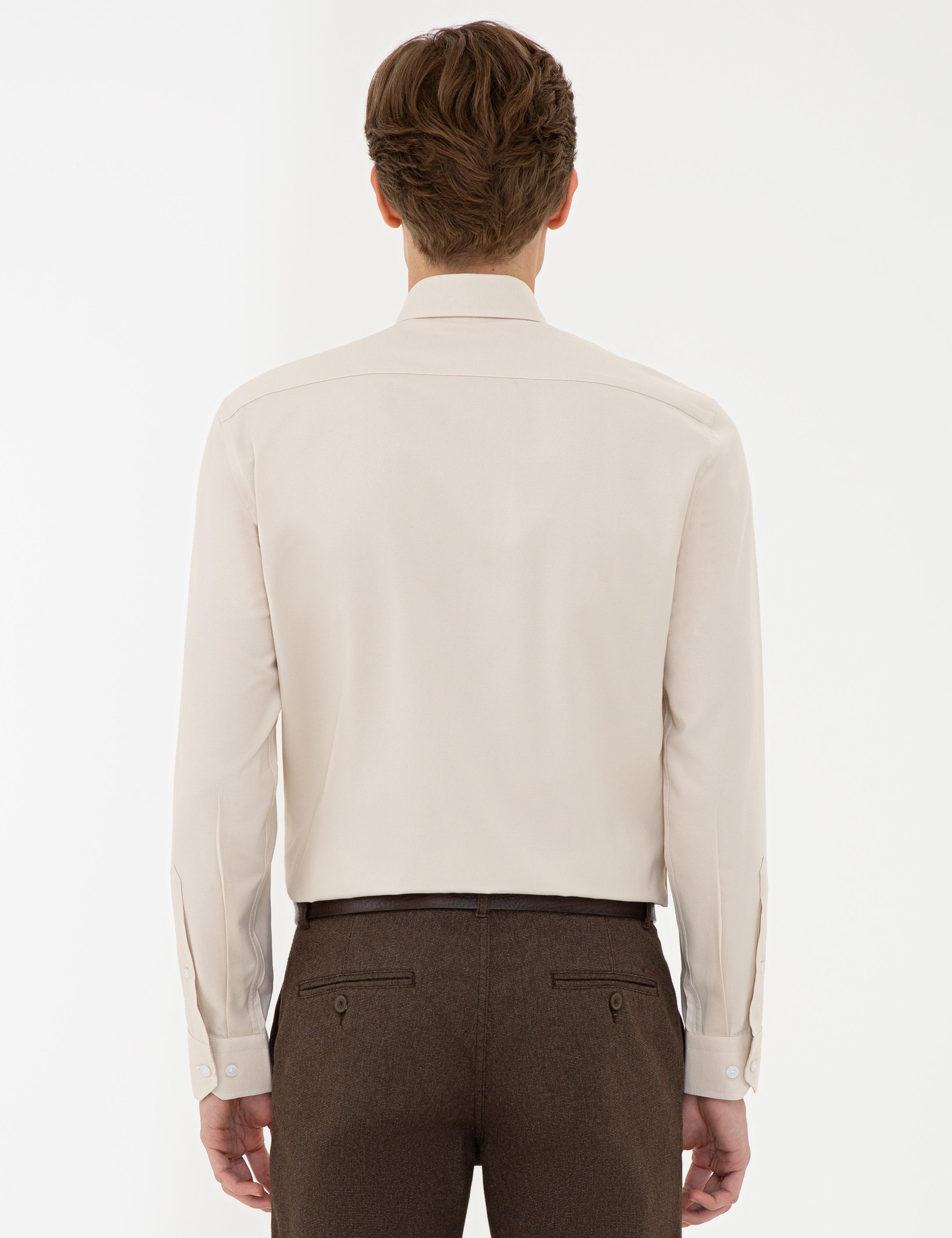 Bej Slim Fit Oxford Gömlek