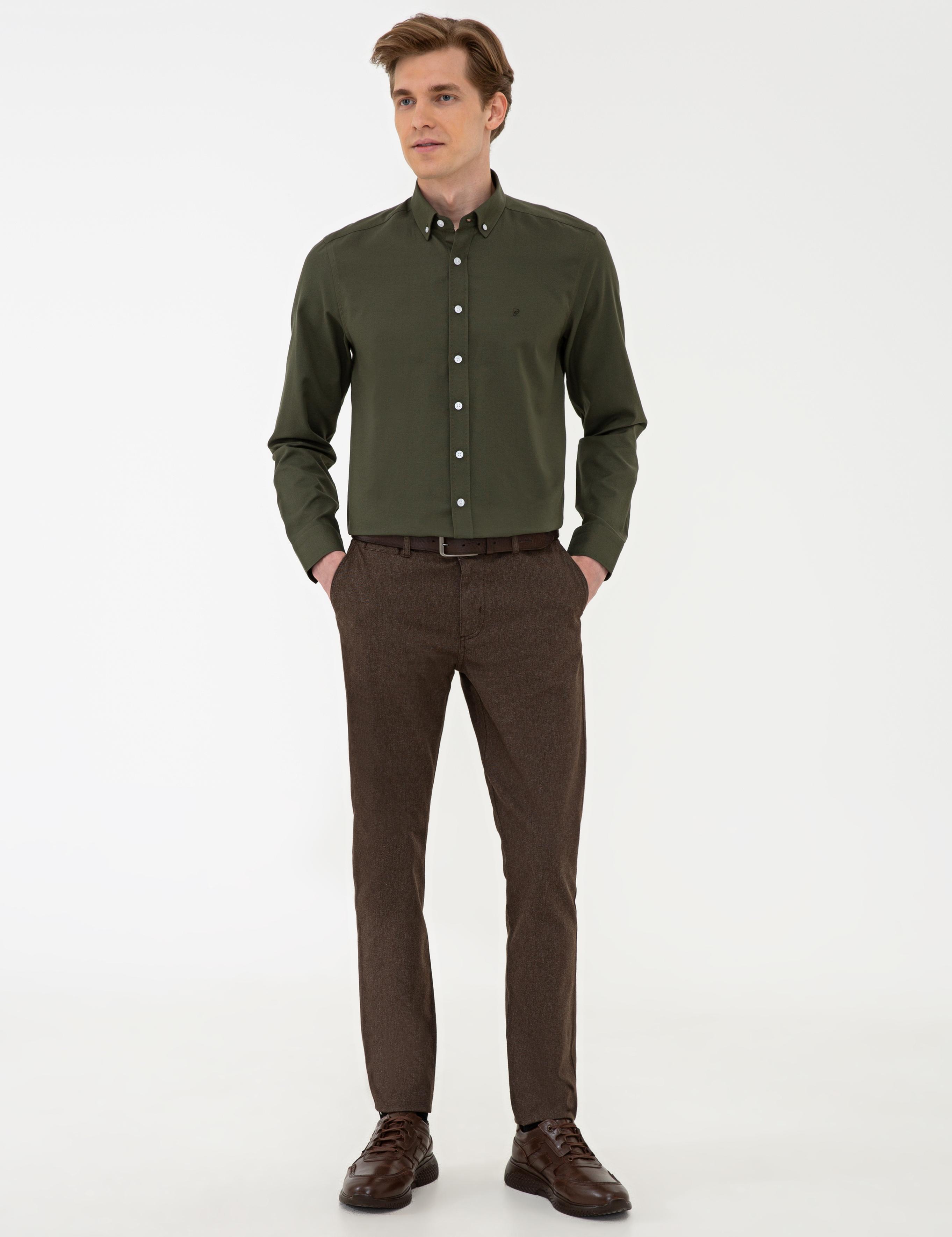 Haki Slim Fit Oxford Gömlek