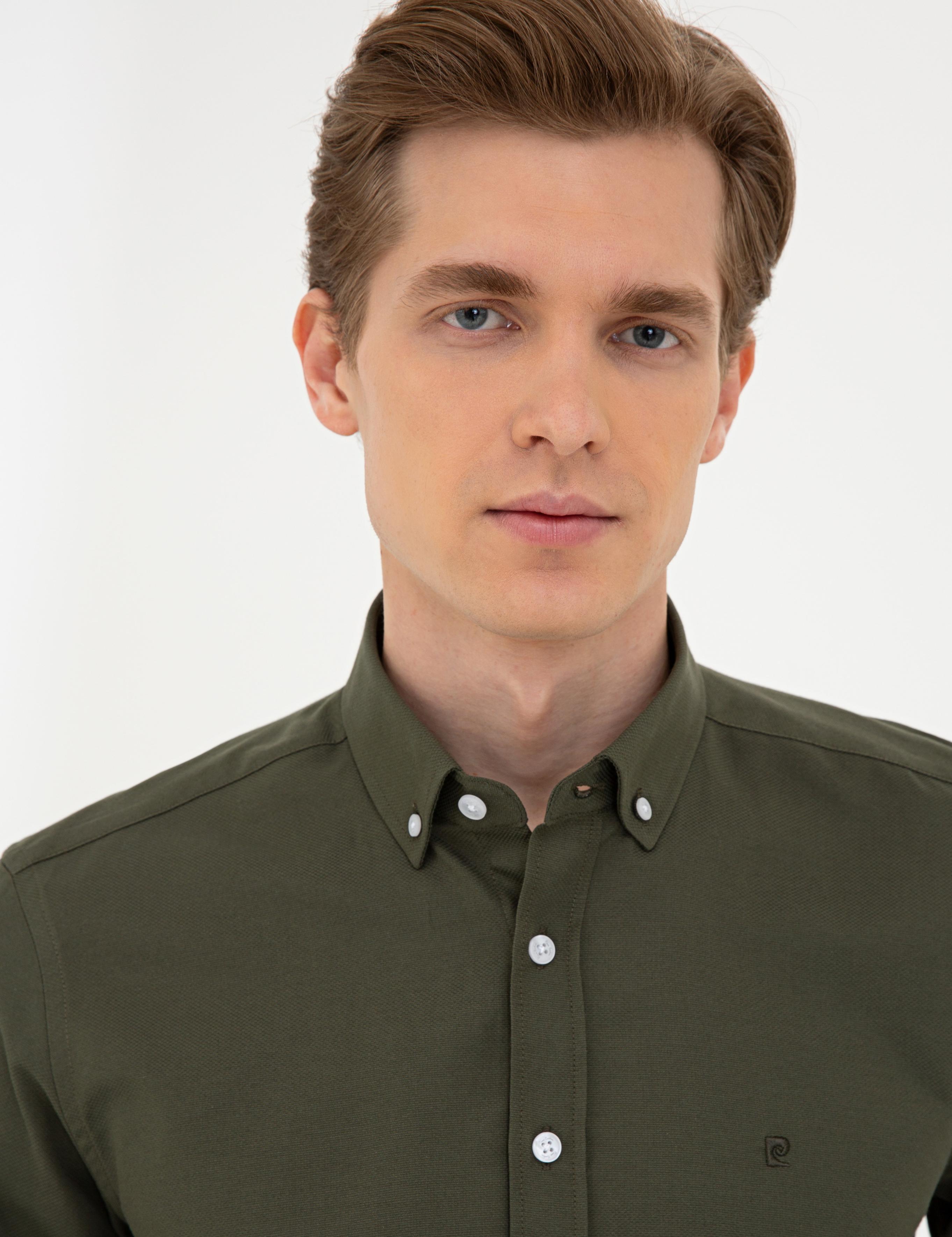 Haki Slim Fit Oxford Gömlek