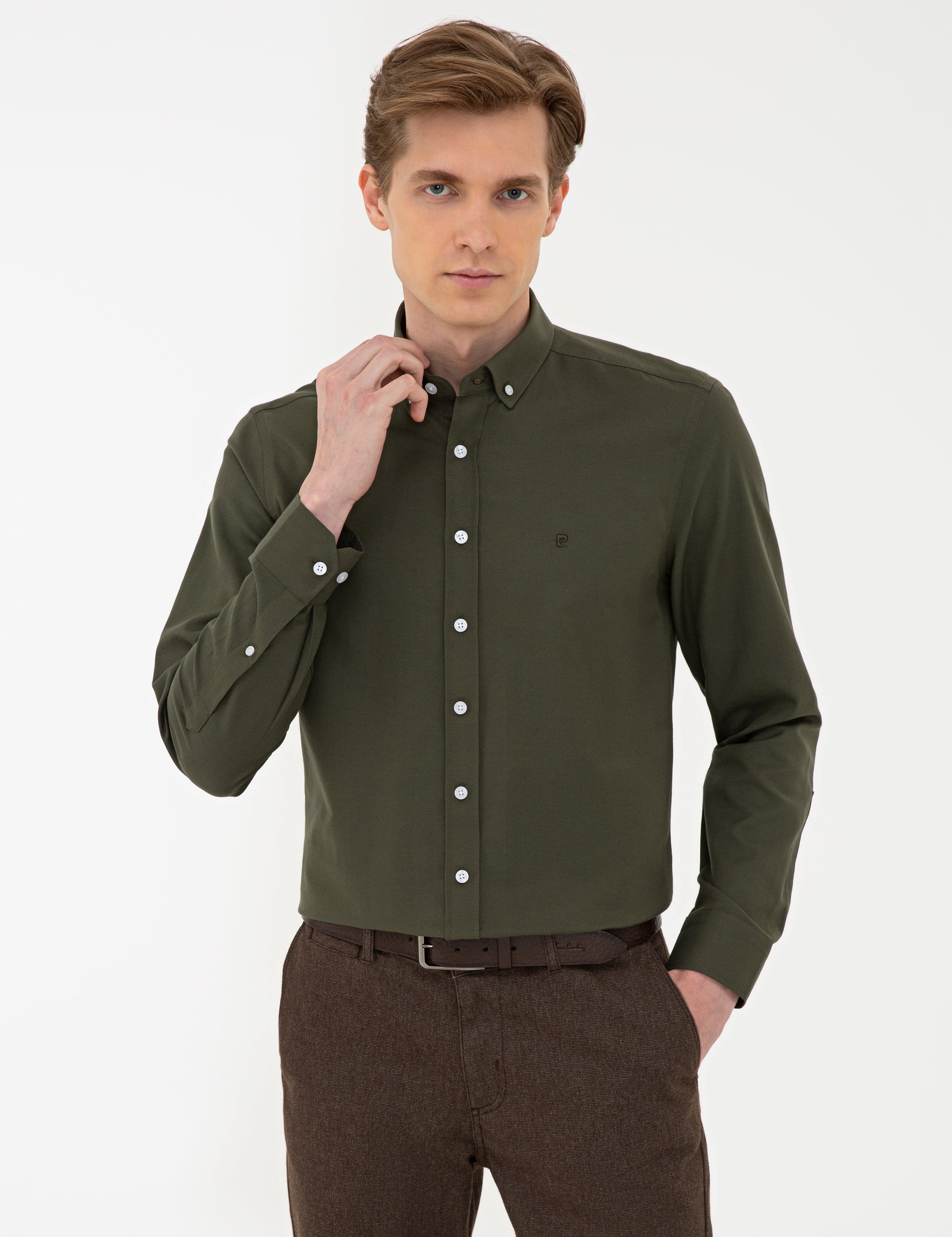 Haki Slim Fit Oxford Gömlek