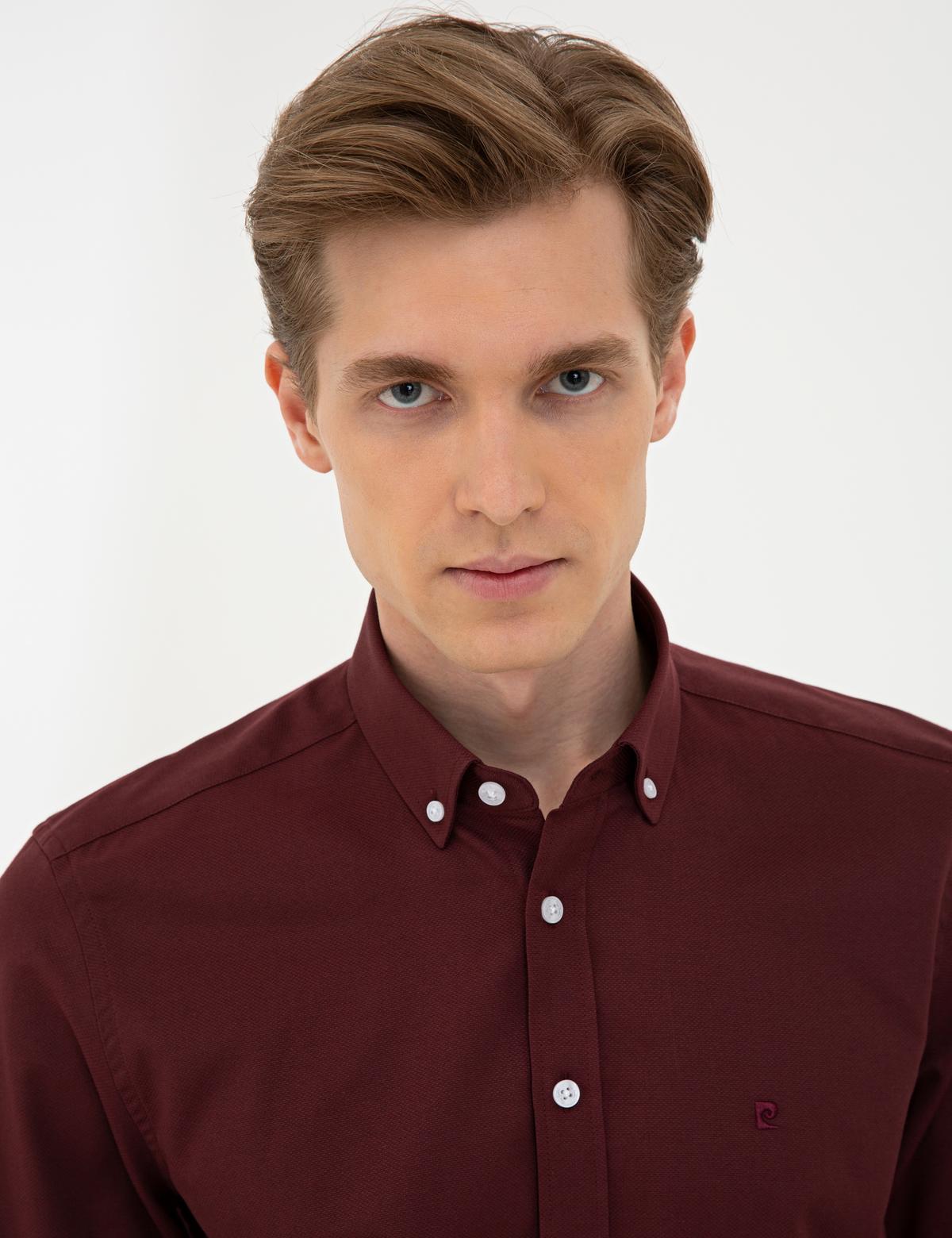 Bordo Slim Fit Oxford Gömlek - 50240386028