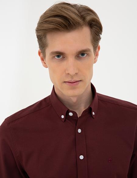 Bordo Slim Fit Oxford Gömlek - 50240386028