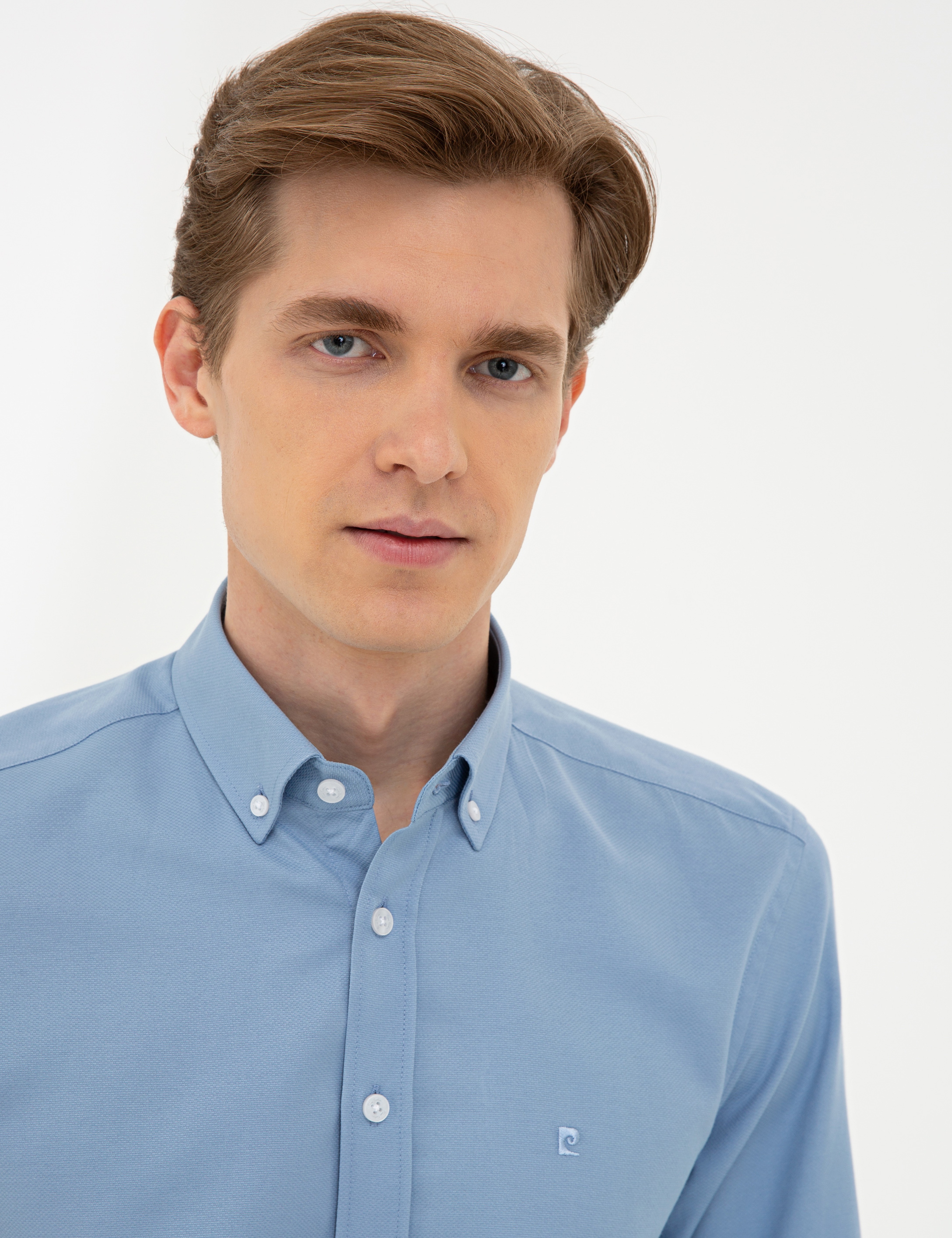 Koyu Mavi Slim Fit Oxford Gömlek - Image 2