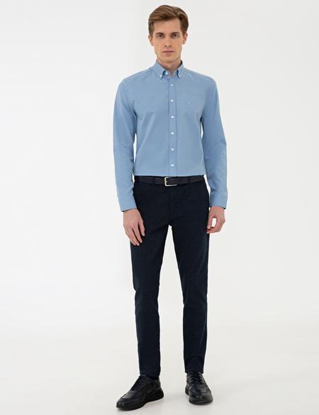 Koyu Mavi Slim Fit Oxford Gömlek - 50240386077