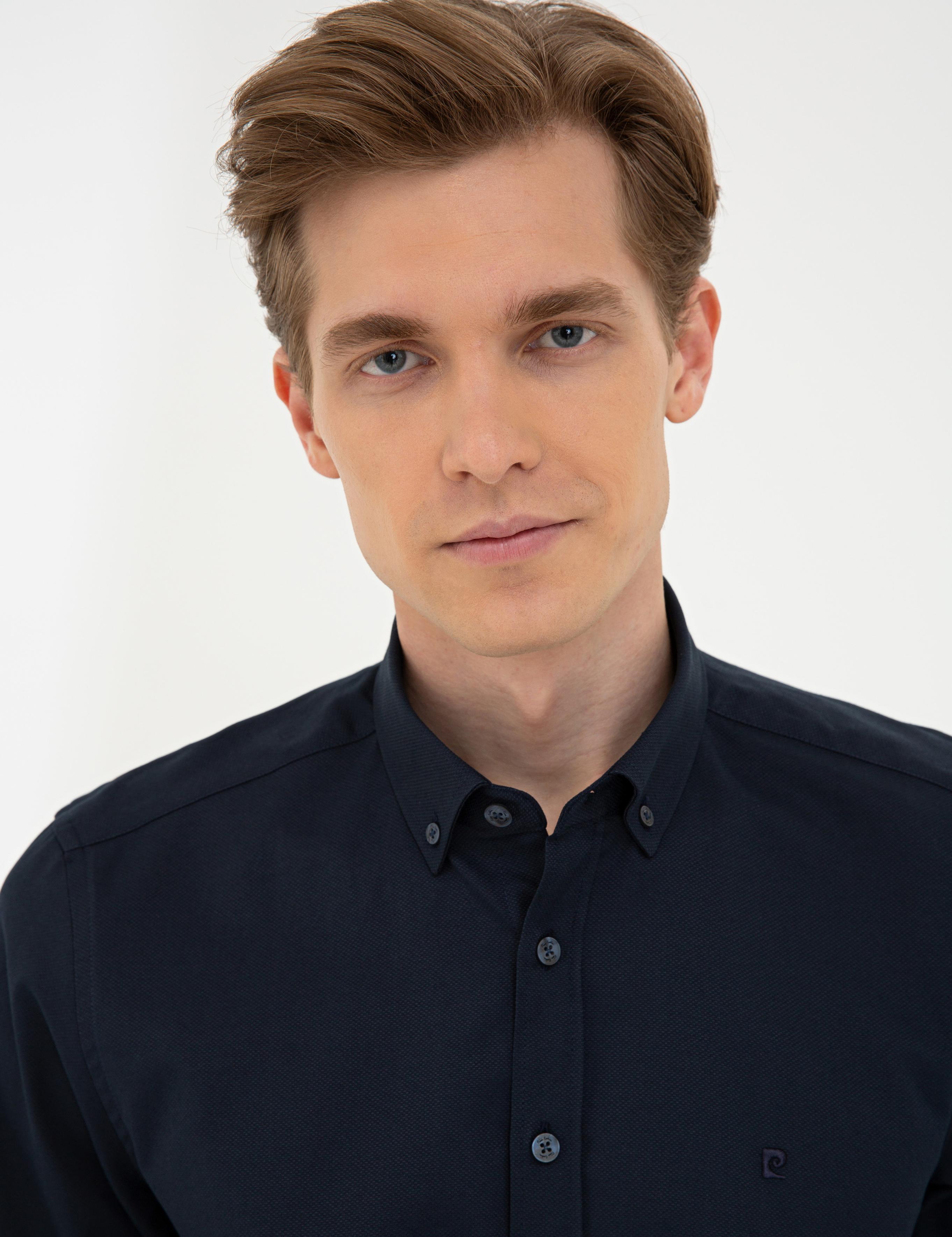 Lacivert Slim Fit Oxford Gömlek