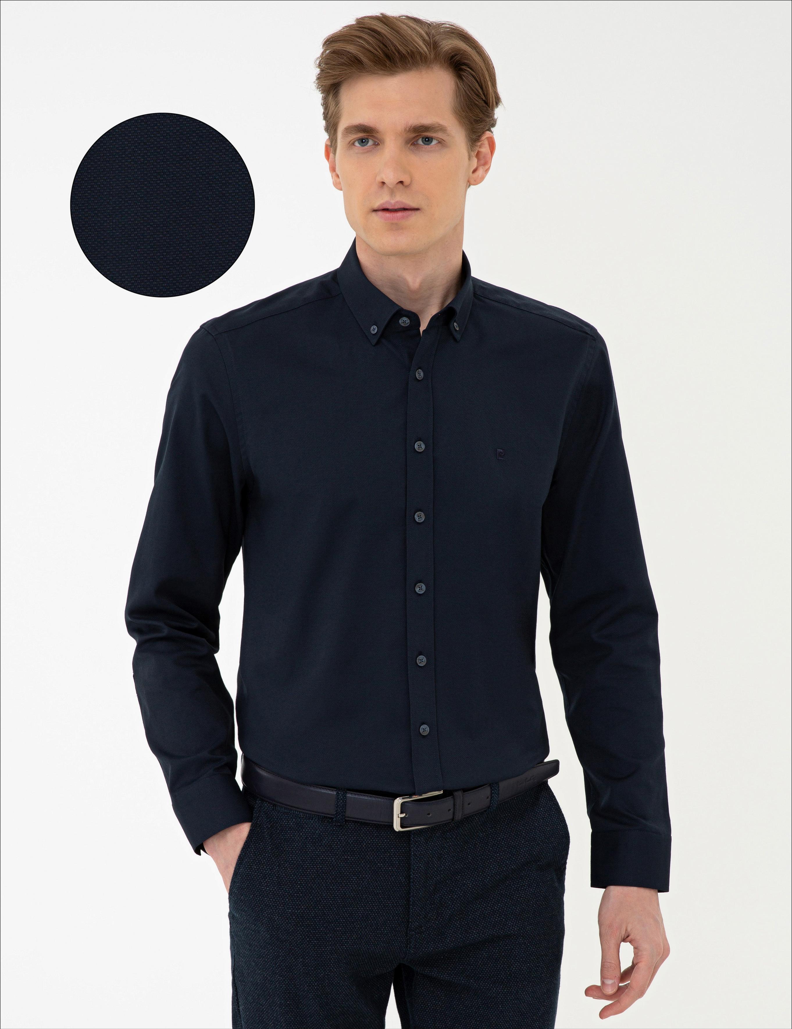 Lacivert Slim Fit Oxford Gömlek