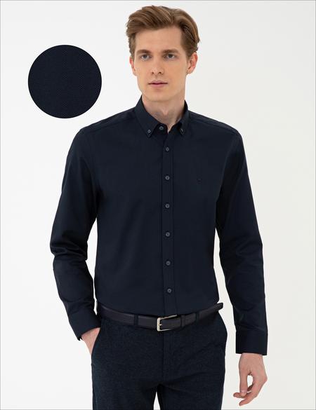 Lacivert Slim Fit Oxford Gömlek - 50240386041