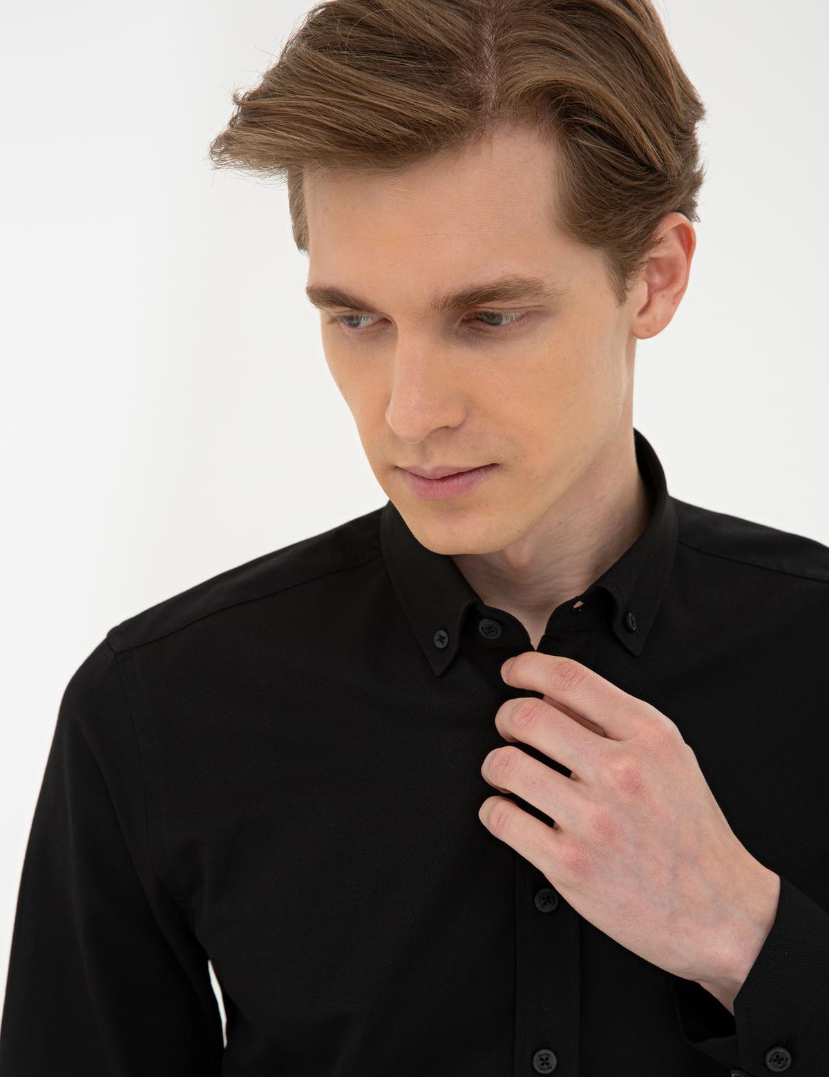 Siyah Slim Fit Oxford Gömlek - 50240386052