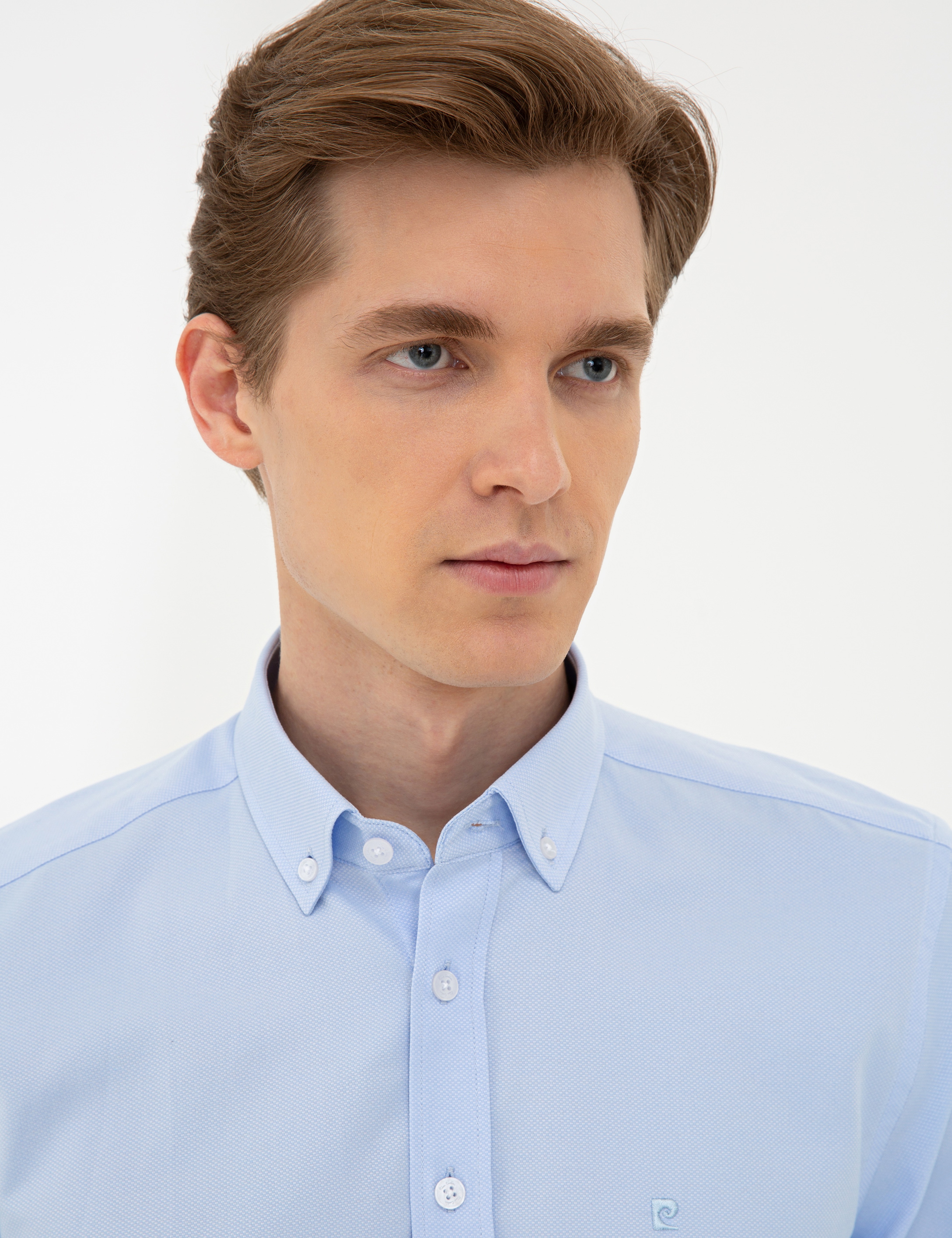 Açık Mavi Slim Fit Oxford Gömlek - Image 2