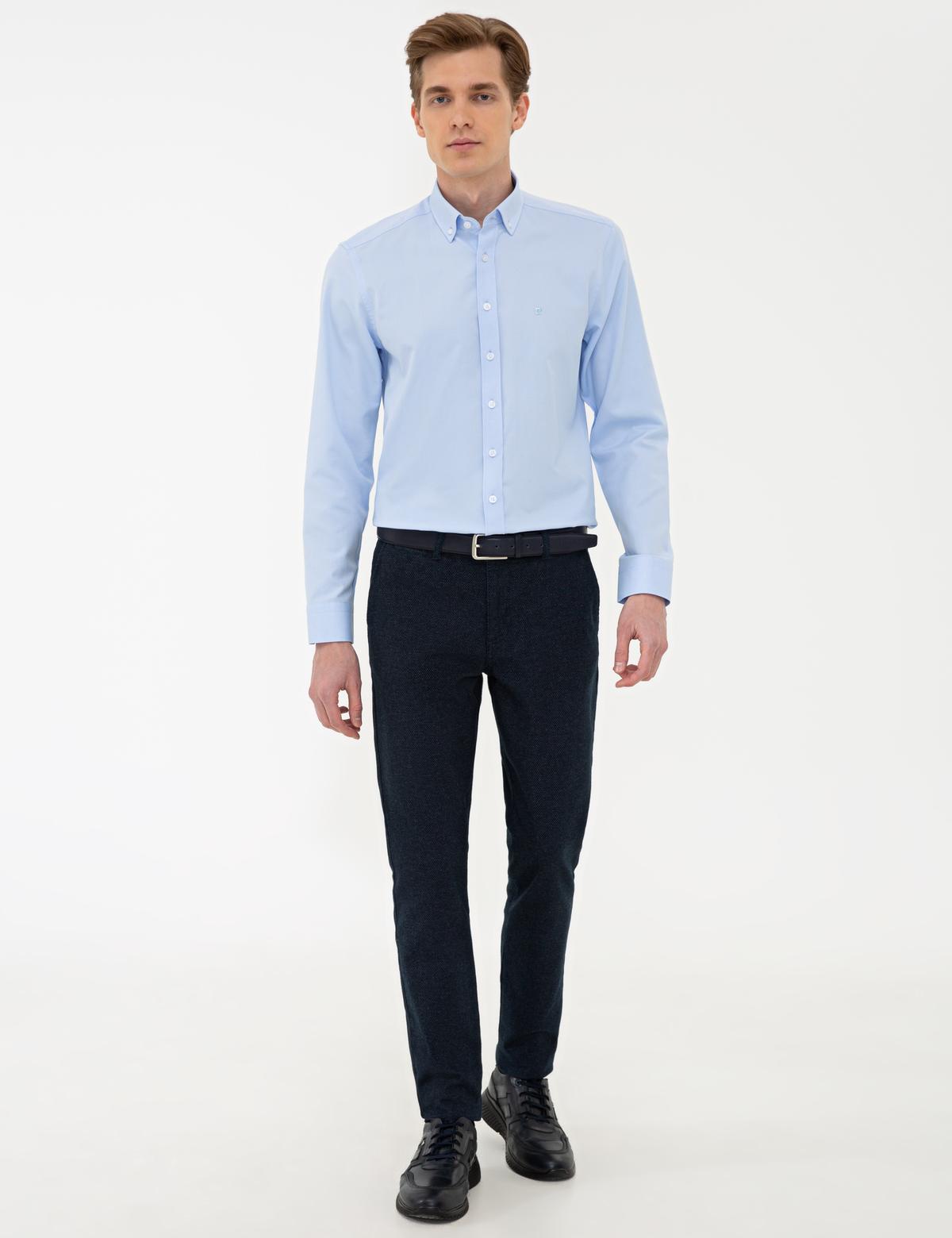 Açık Mavi Slim Fit Oxford Gömlek - 50240386060