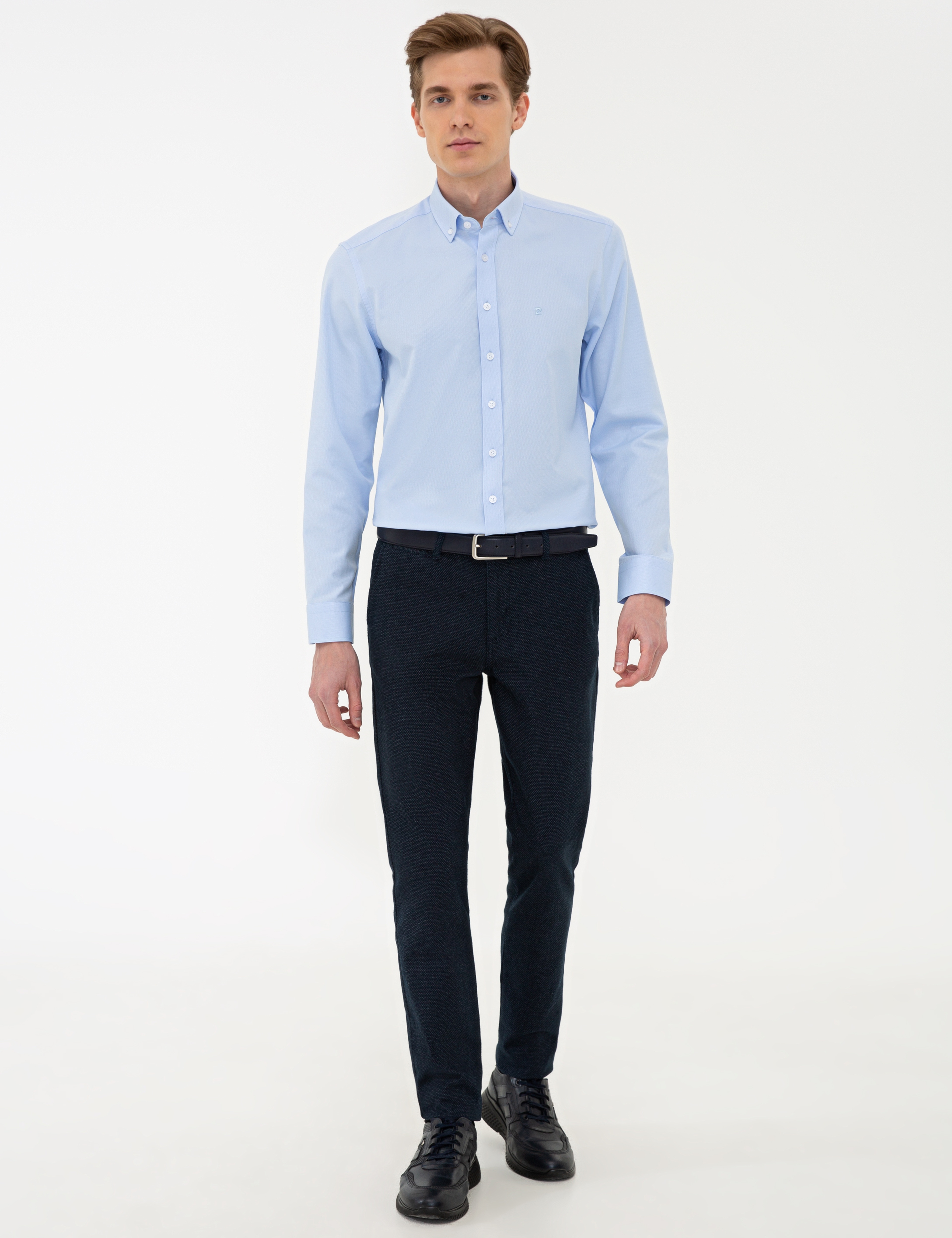 Açık Mavi Slim Fit Oxford Gömlek - Image 4