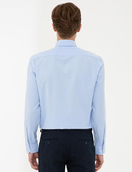 Açık Mavi Slim Fit Oxford Gömlek - 50240386060