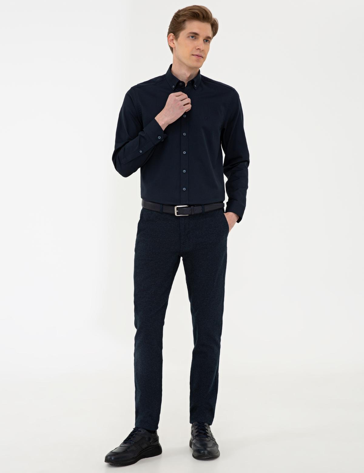 Lacivert Slim Fit Oxford Gömlek - 50240386041