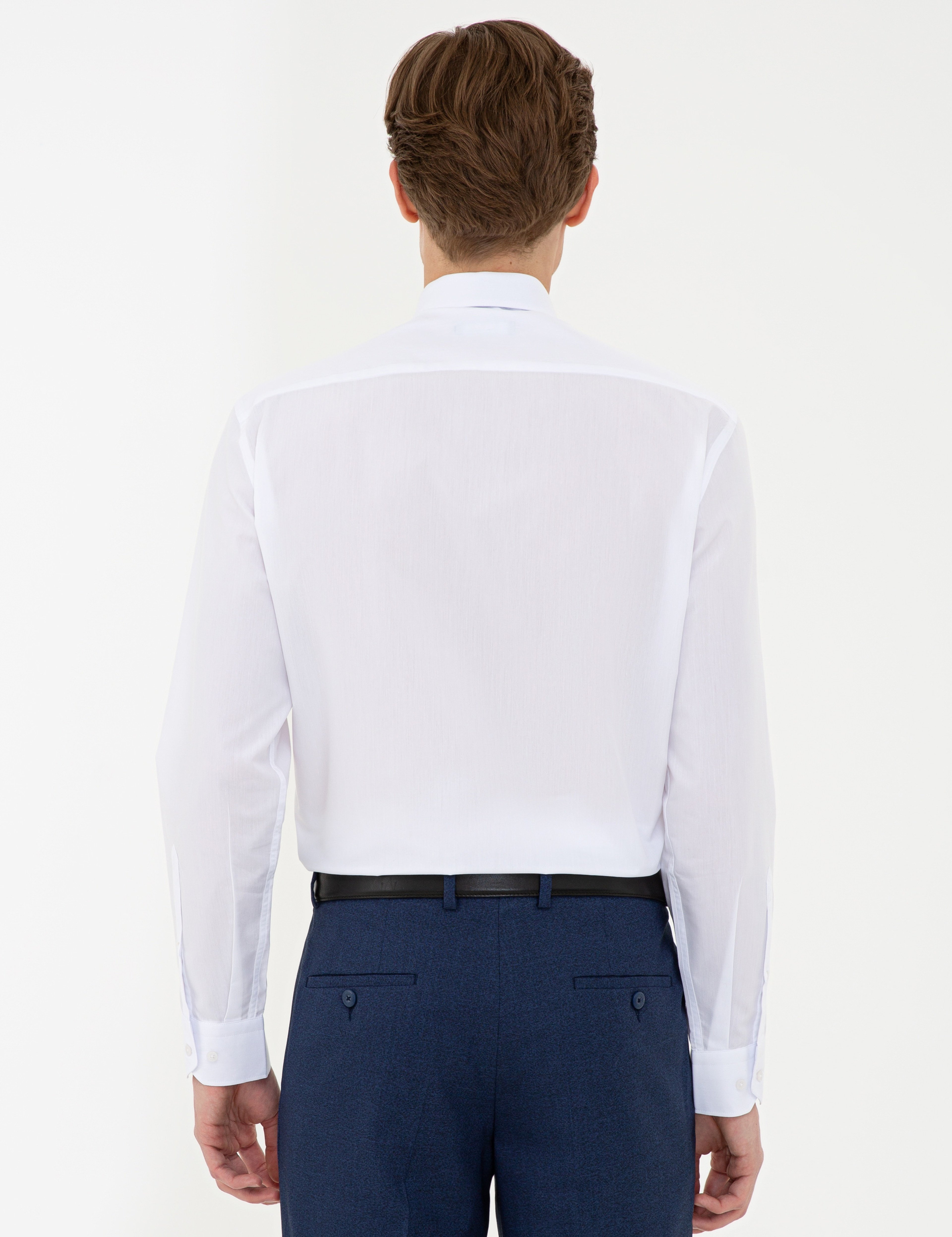 Beyaz Regular Fit Basic Gömlek - Image 3