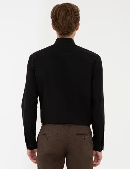 Siyah Regular Fit Basic Gömlek - 50240463044