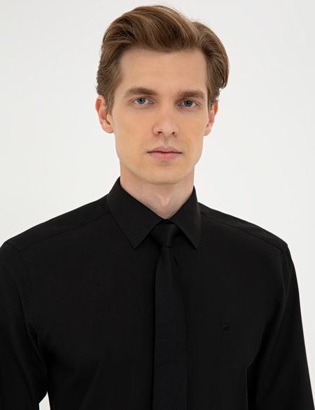 Siyah Regular Fit Basic Gömlek - 50240463044