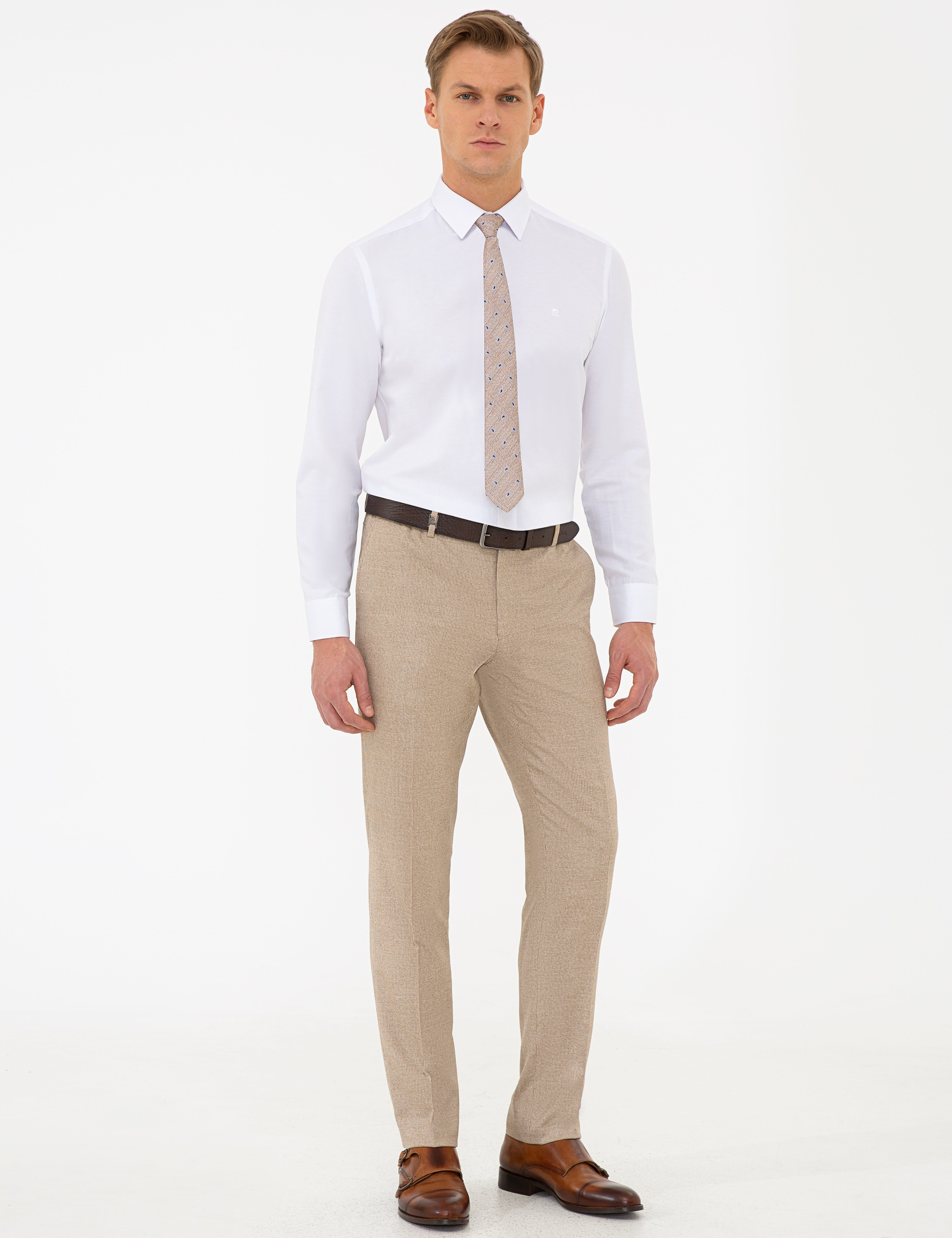 Bej Slim Fit Kumaş Pantolon