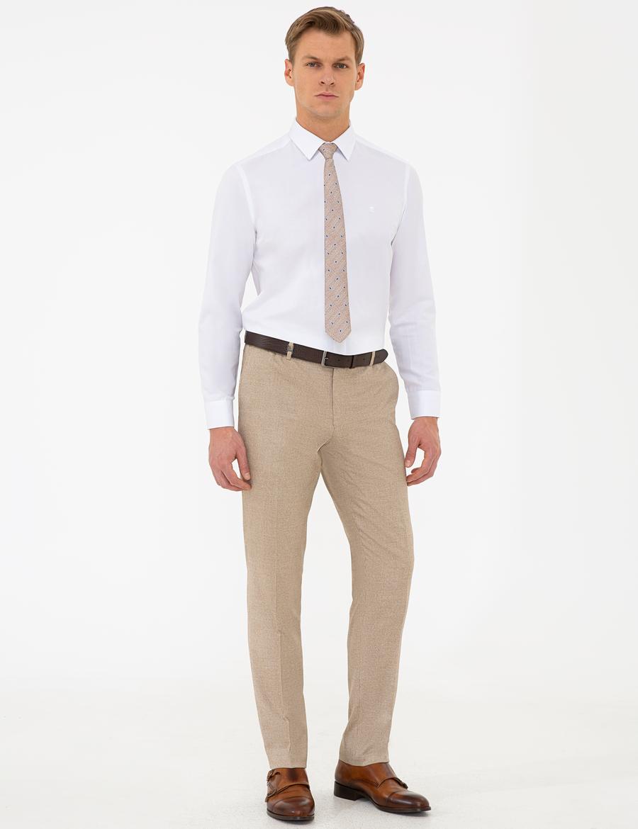 Bej Slim Fit Kumaş Pantolon
