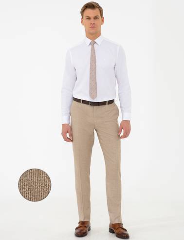 Bej Slim Fit Kumaş Pantolon