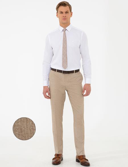 Bej Slim Fit Kumaş Pantolon - 50236681006